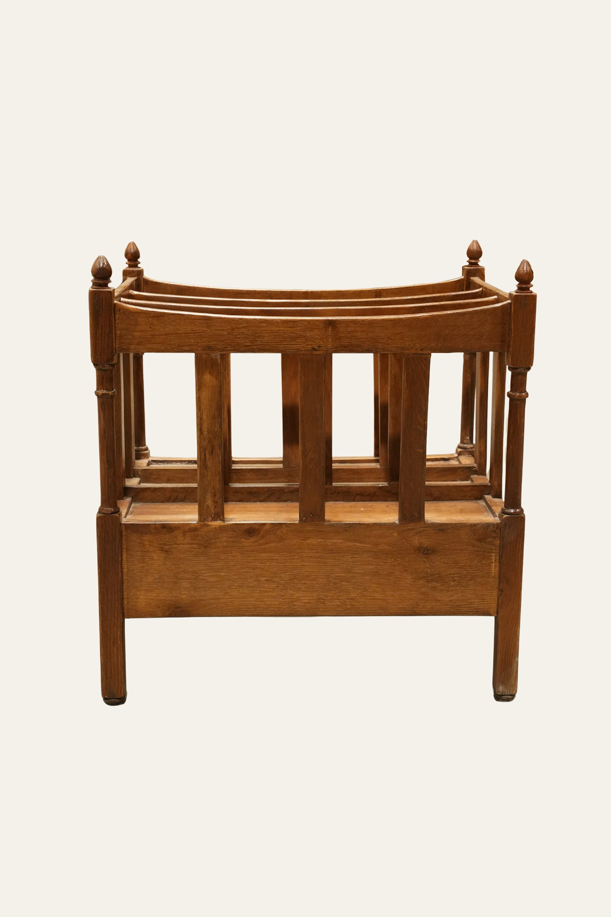 Wooden Slatted Magazine Holder with Drawer & Vintage Style Rack for Living Room