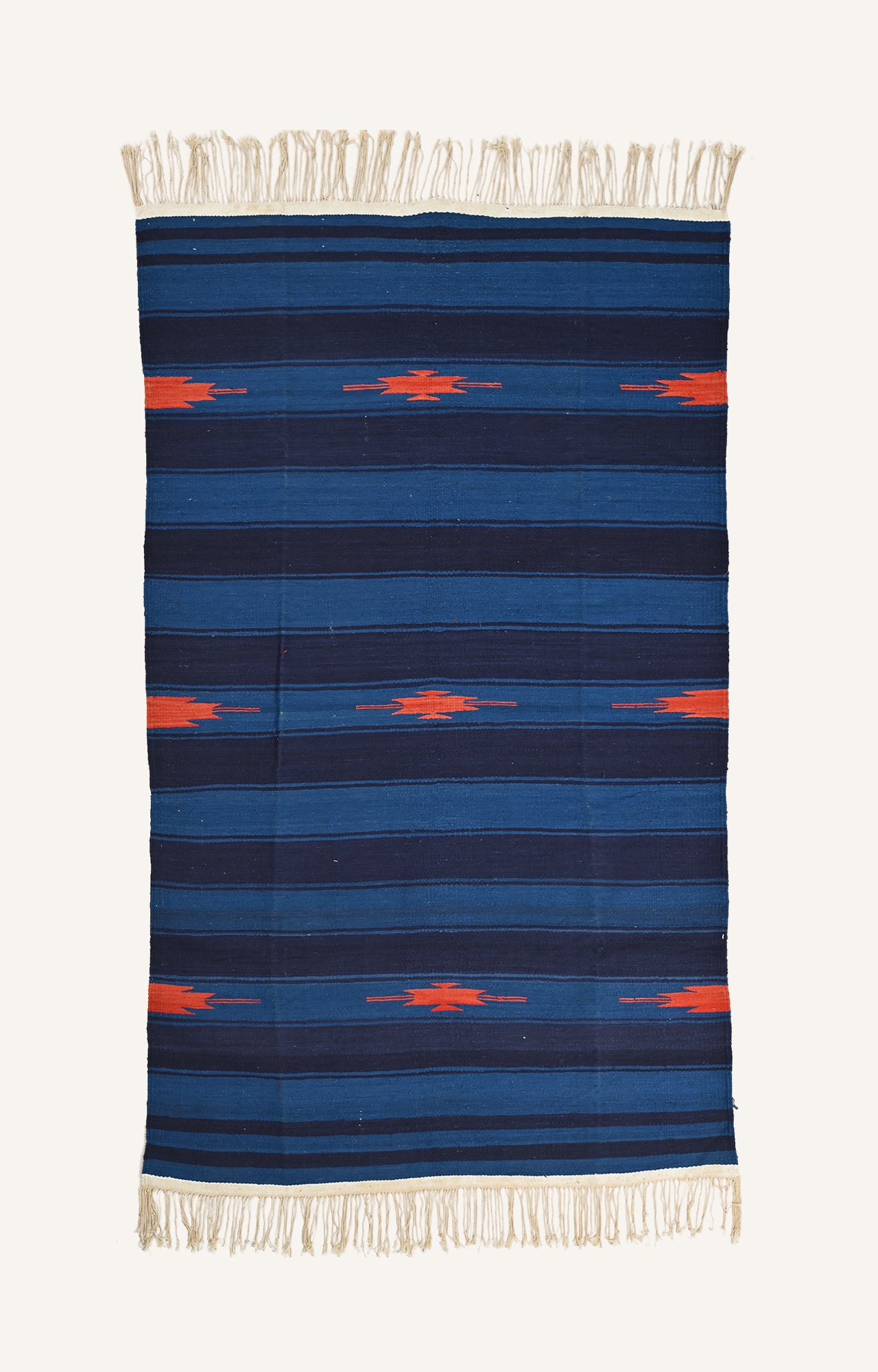 Handwoven Blue Striped Punjabi Durrie