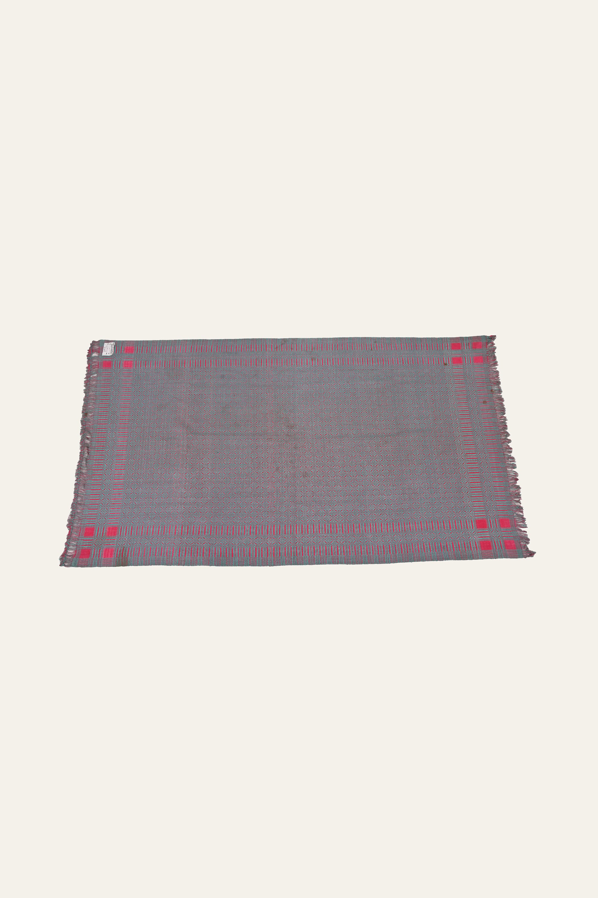 Grey & Red Reversible Cotton Punjabi Khes Vintage Wall Tapestry