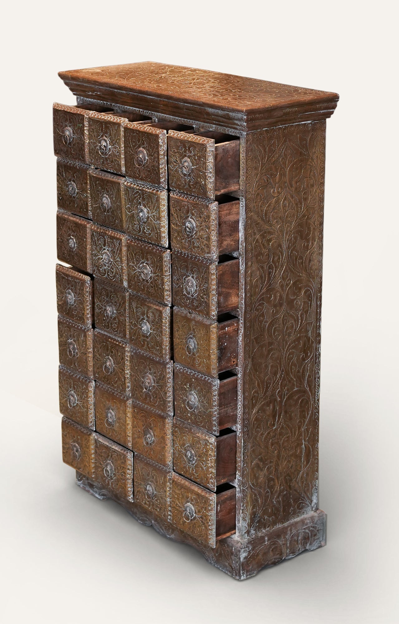 Vintage Metal-Clad Multi-Drawer Apothecary Chest