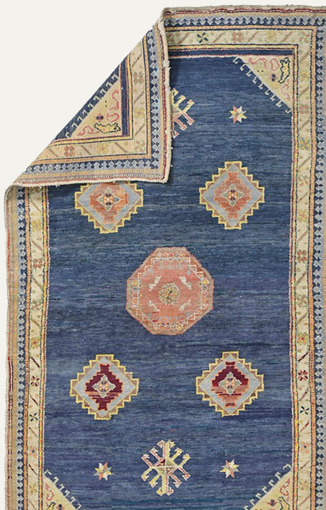 4 x 7 Ft Blue and Beige Tibetan Carpet