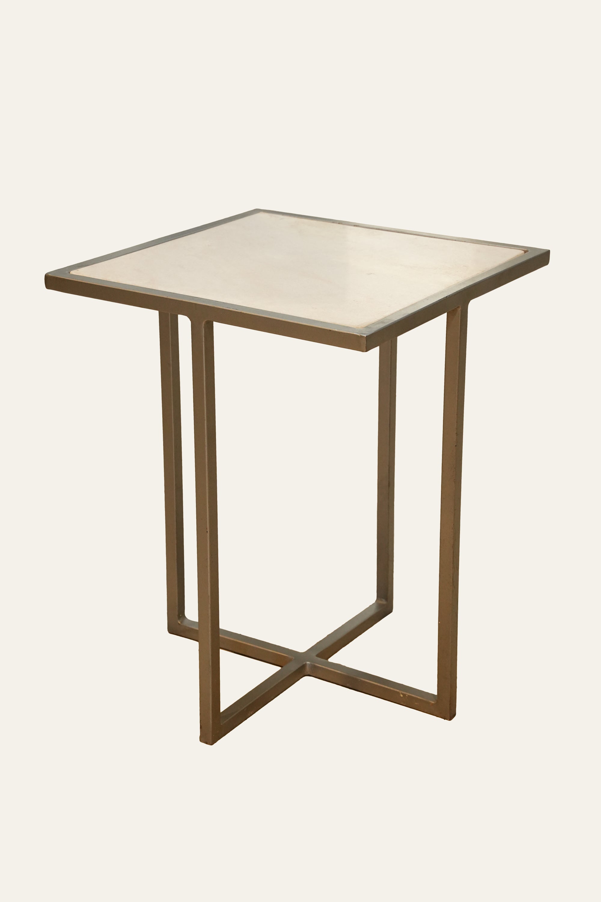 Square Marble Top Side Table with Slim Metal Frame