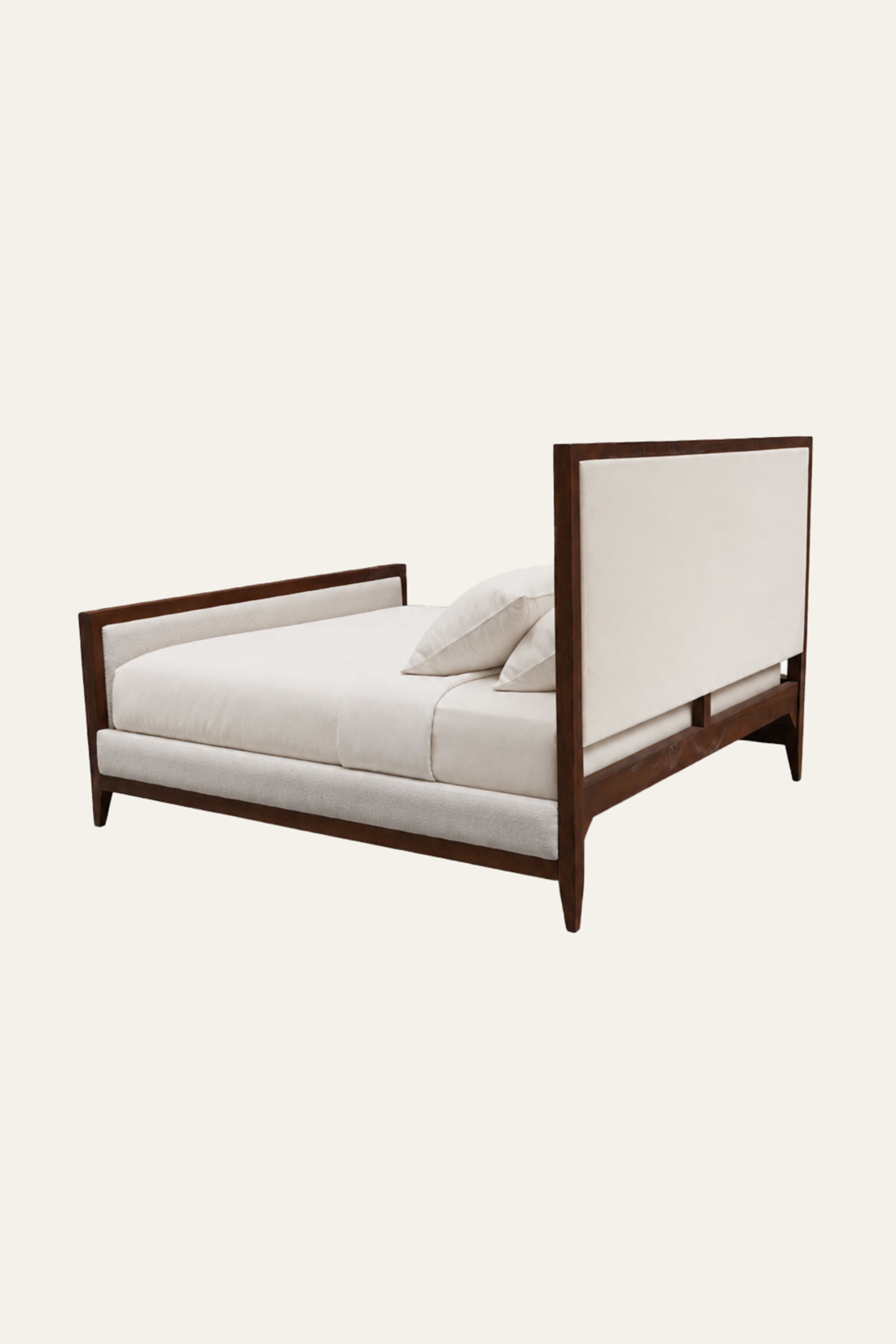 Minimal Upholstered Bed with Wood Frame