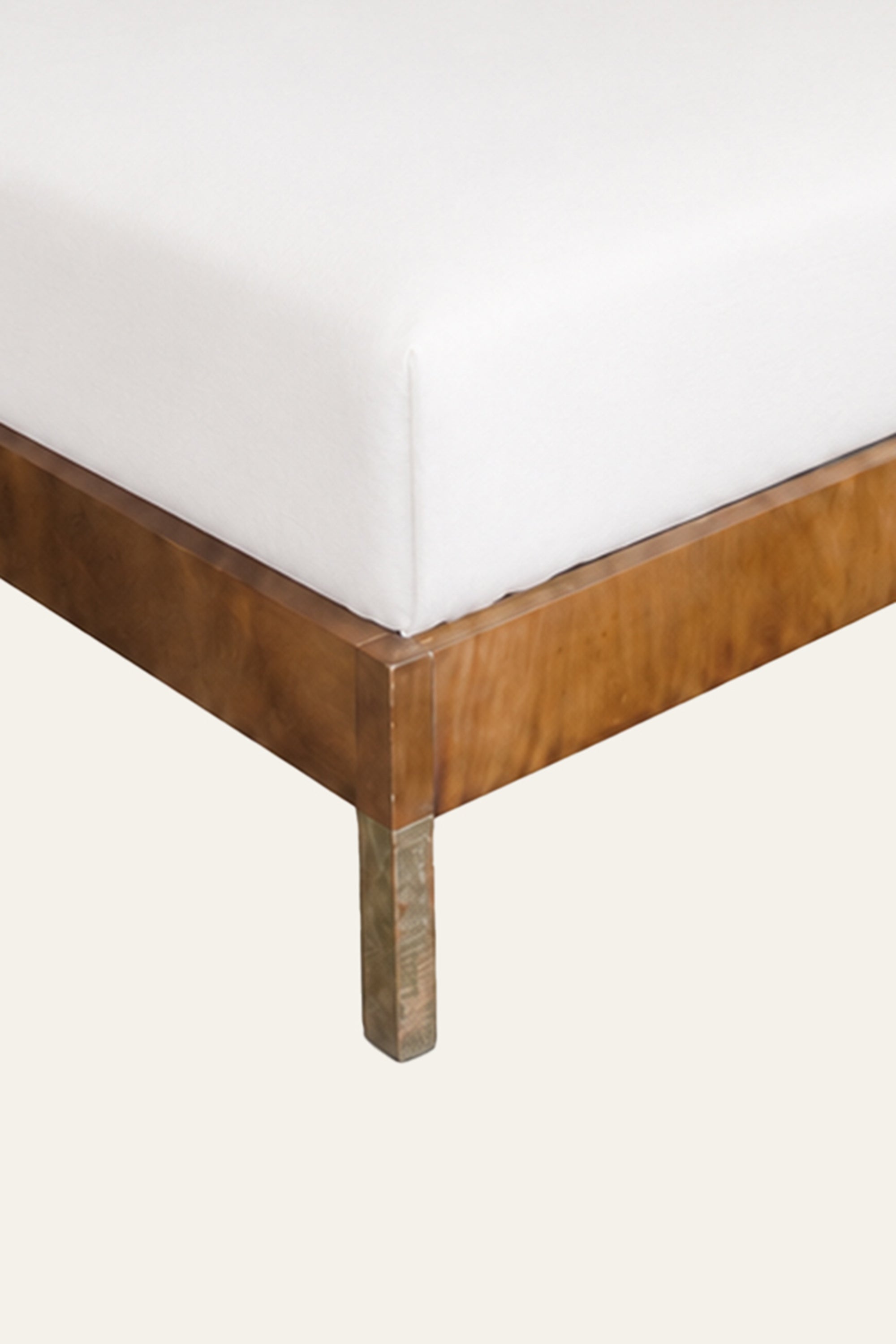 Arched Upholstered Bed with Brass Nailhead Trim