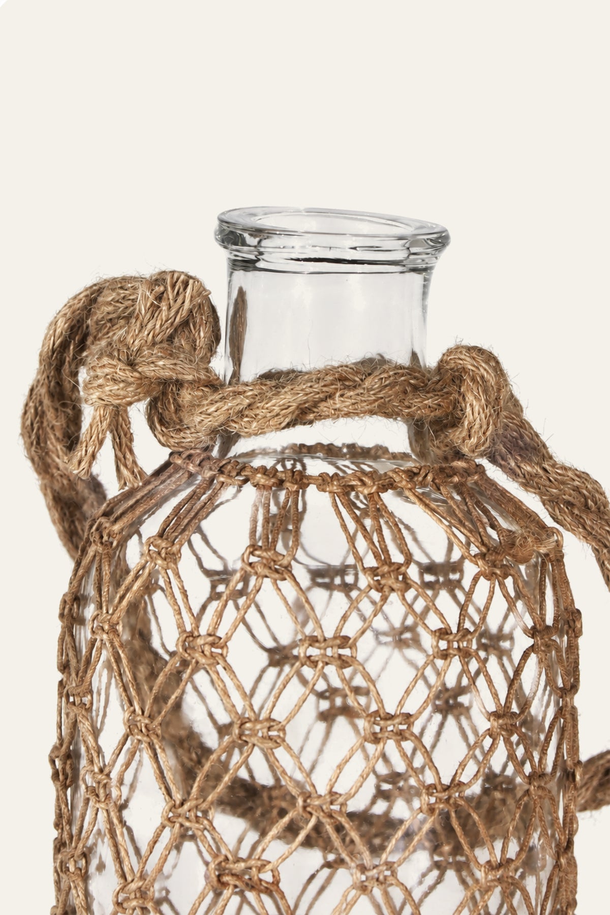 Rope-Wrapped Glass Bottle for Coastal Console & Shelf Decor