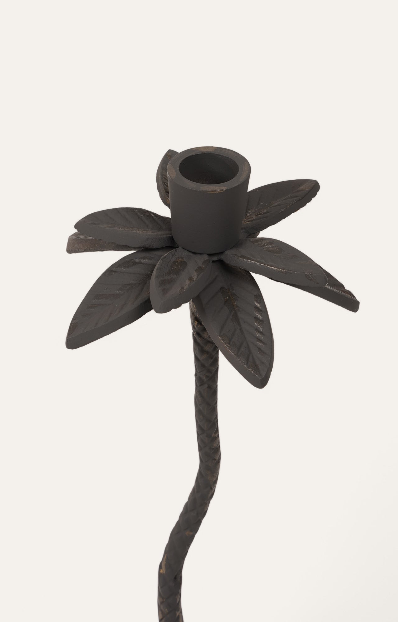 Antique Bronze Palm Tree Candle Holder-Black