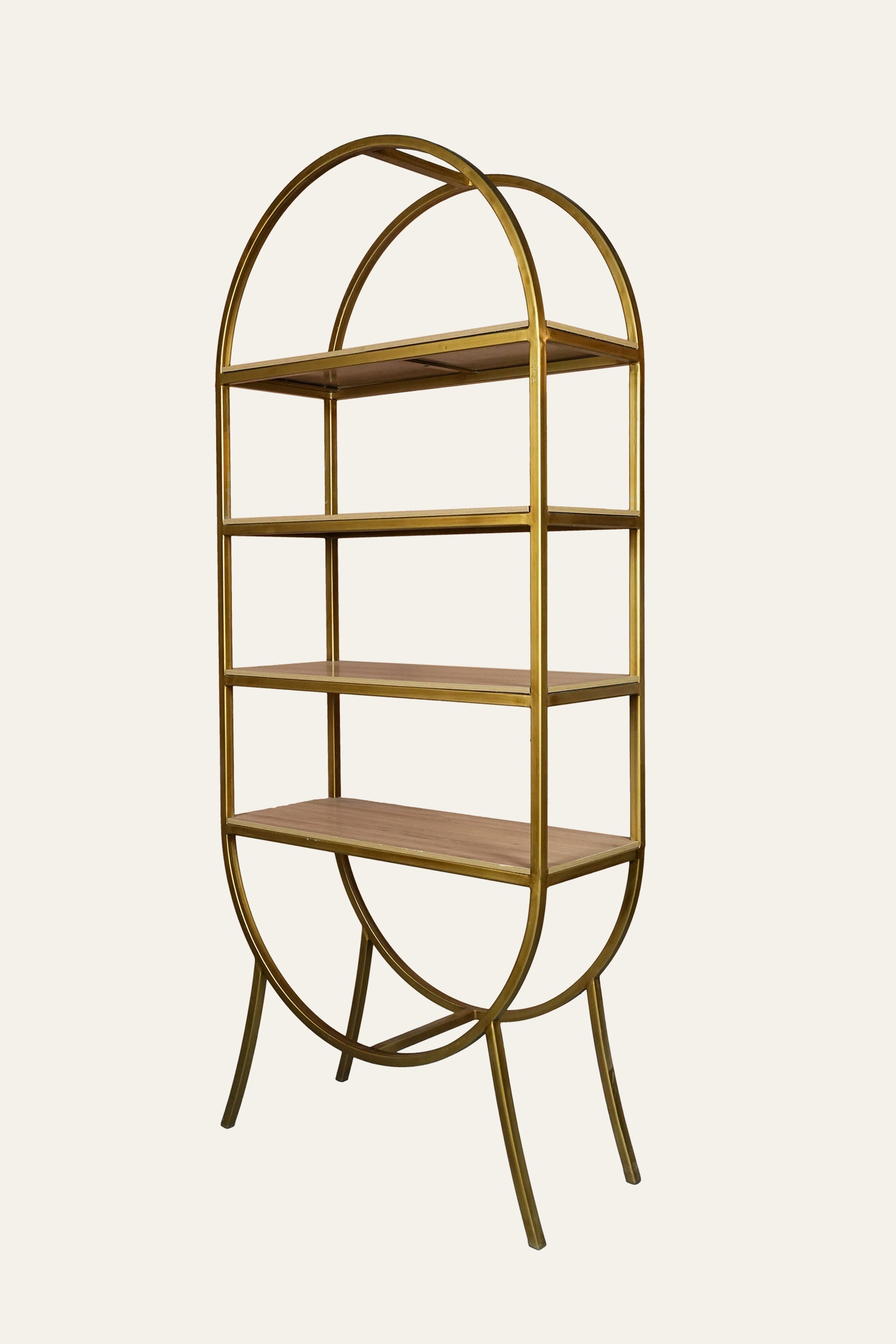 Oval 4-Tiered Metal Display Shelf for Living Room
