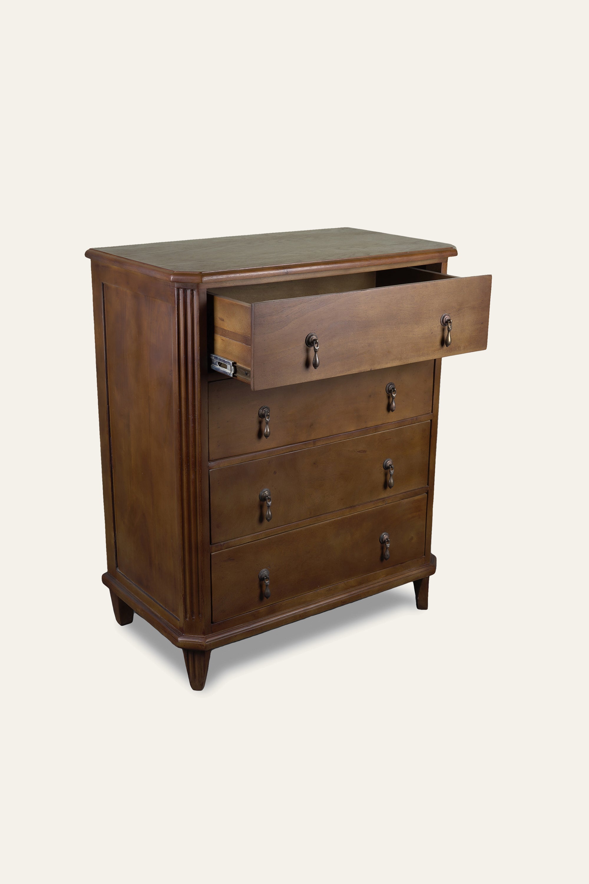 Tall Wooden 4-Drawer Chest of Drawers in Brown