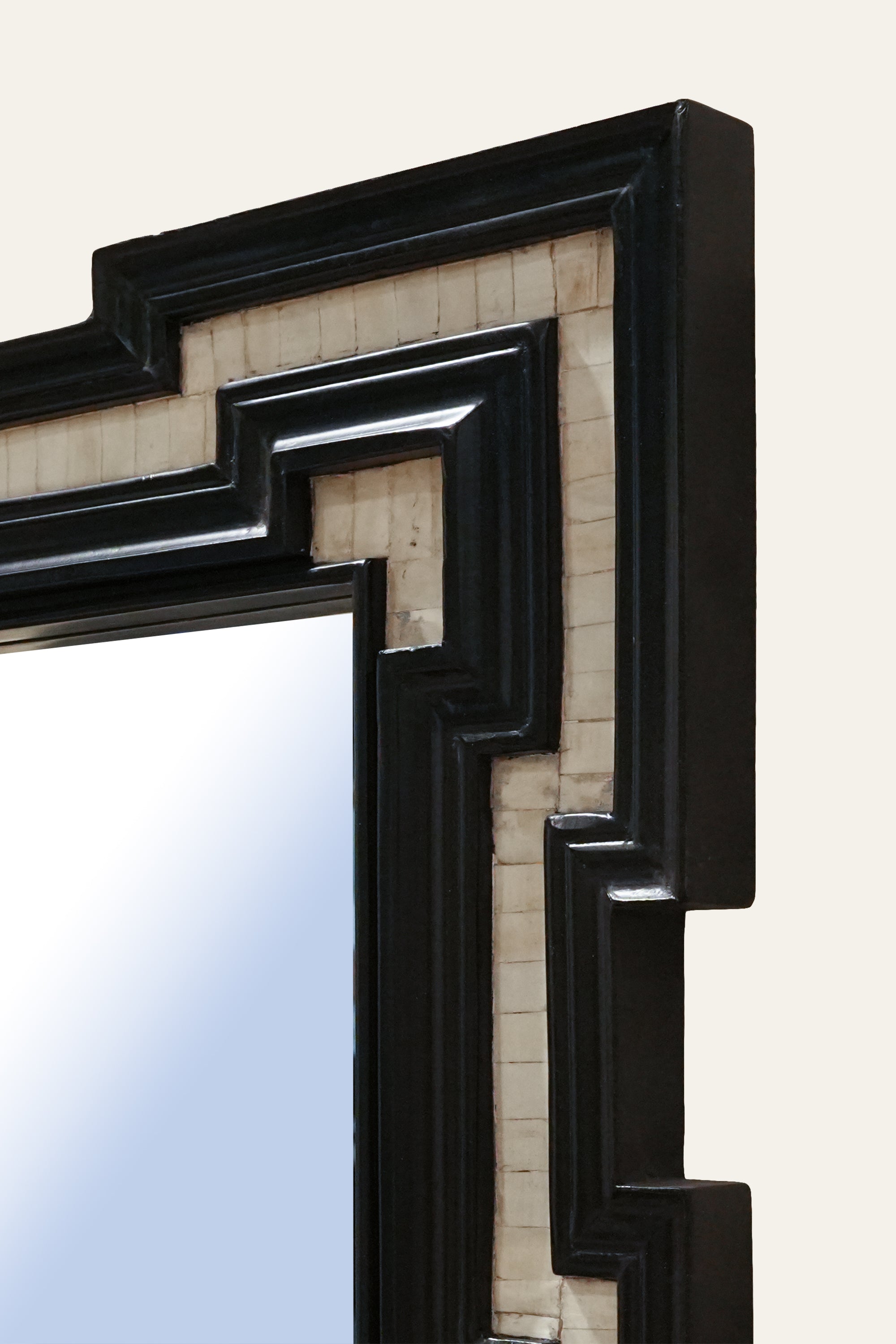 Bone Inlay Black Rectangular Wall Mirror