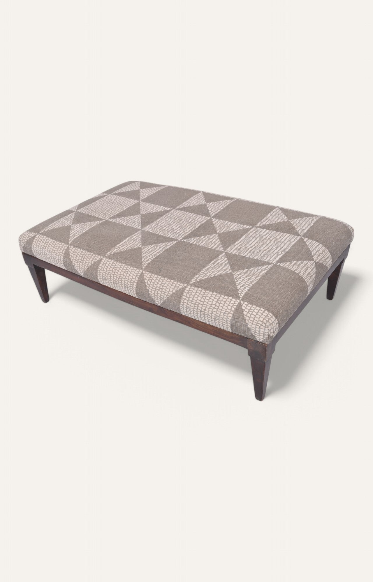 Geometric Printed Wooden Ottoman