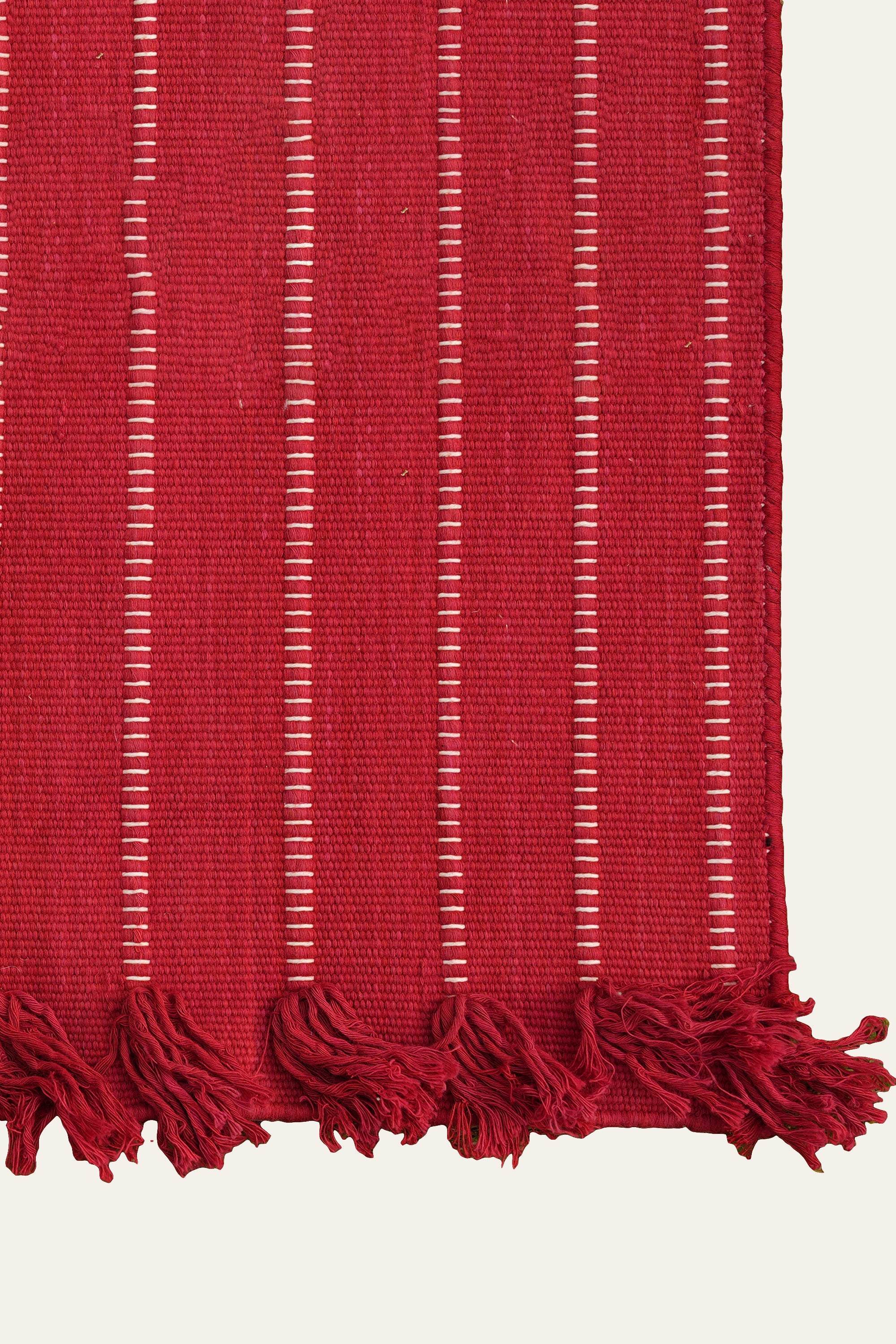 Multicolour Striped Washable Cotton Yoga Mat with Fringe