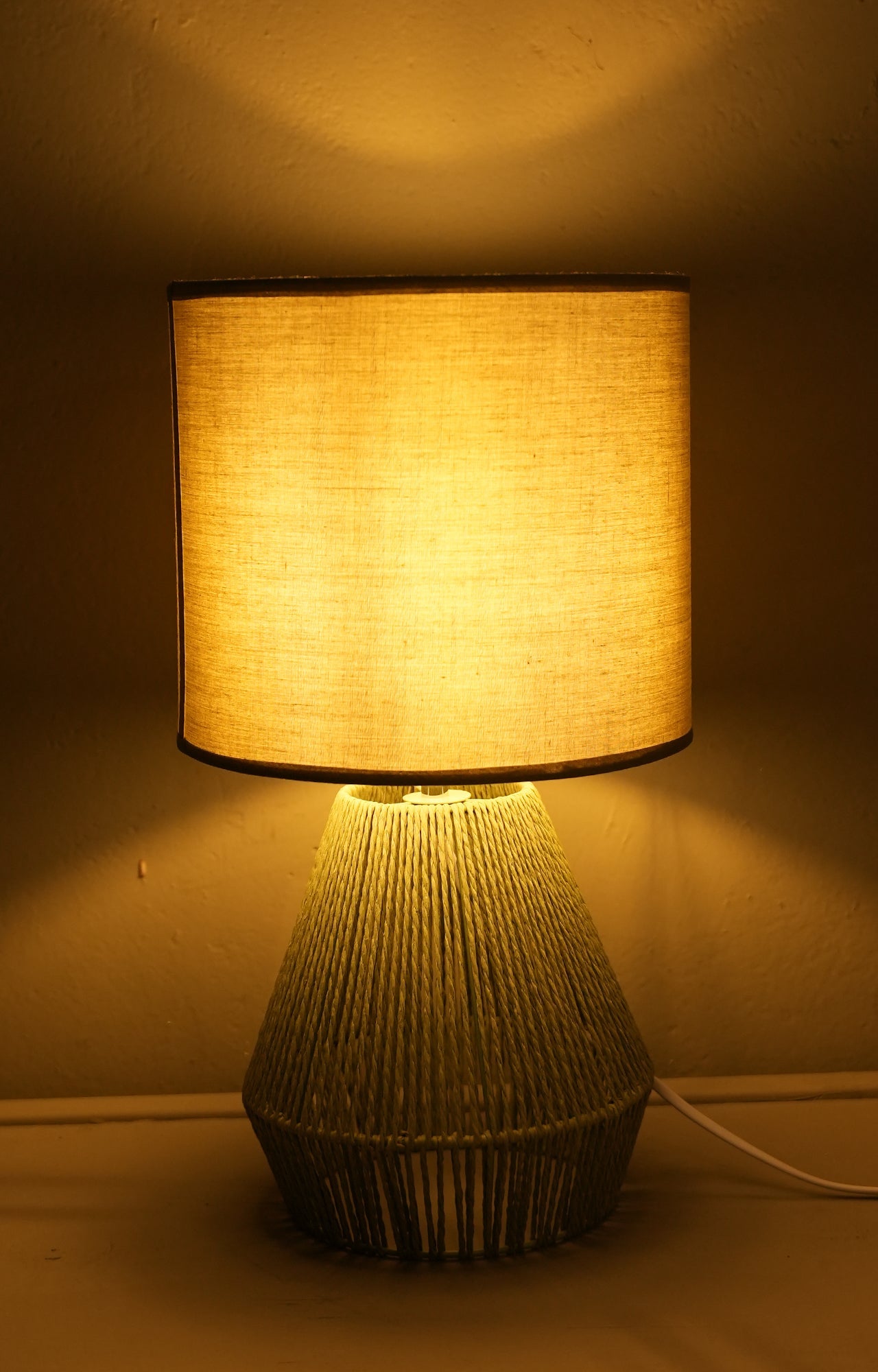 Sage Green Woven Rope Table Lamp