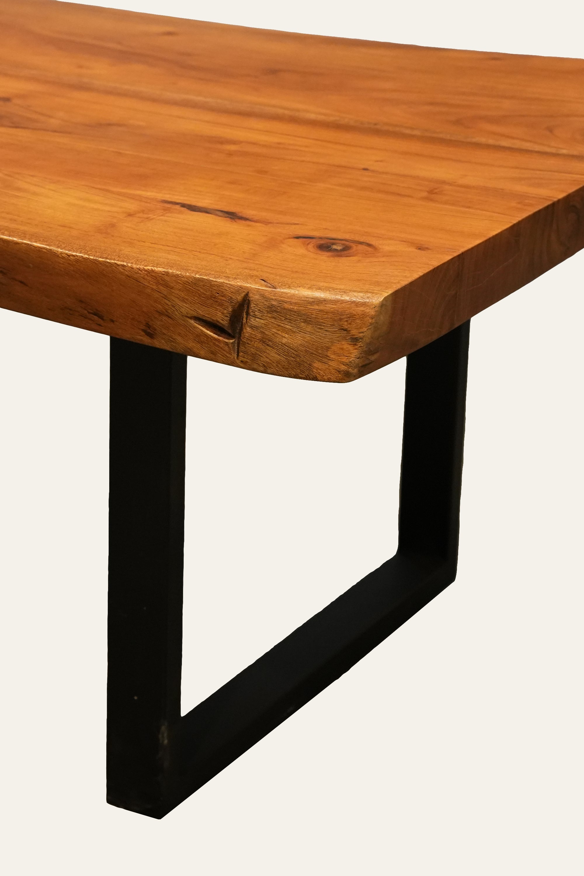 Live Edge Solid Wood Coffee Table with U-shaped Metal Legs