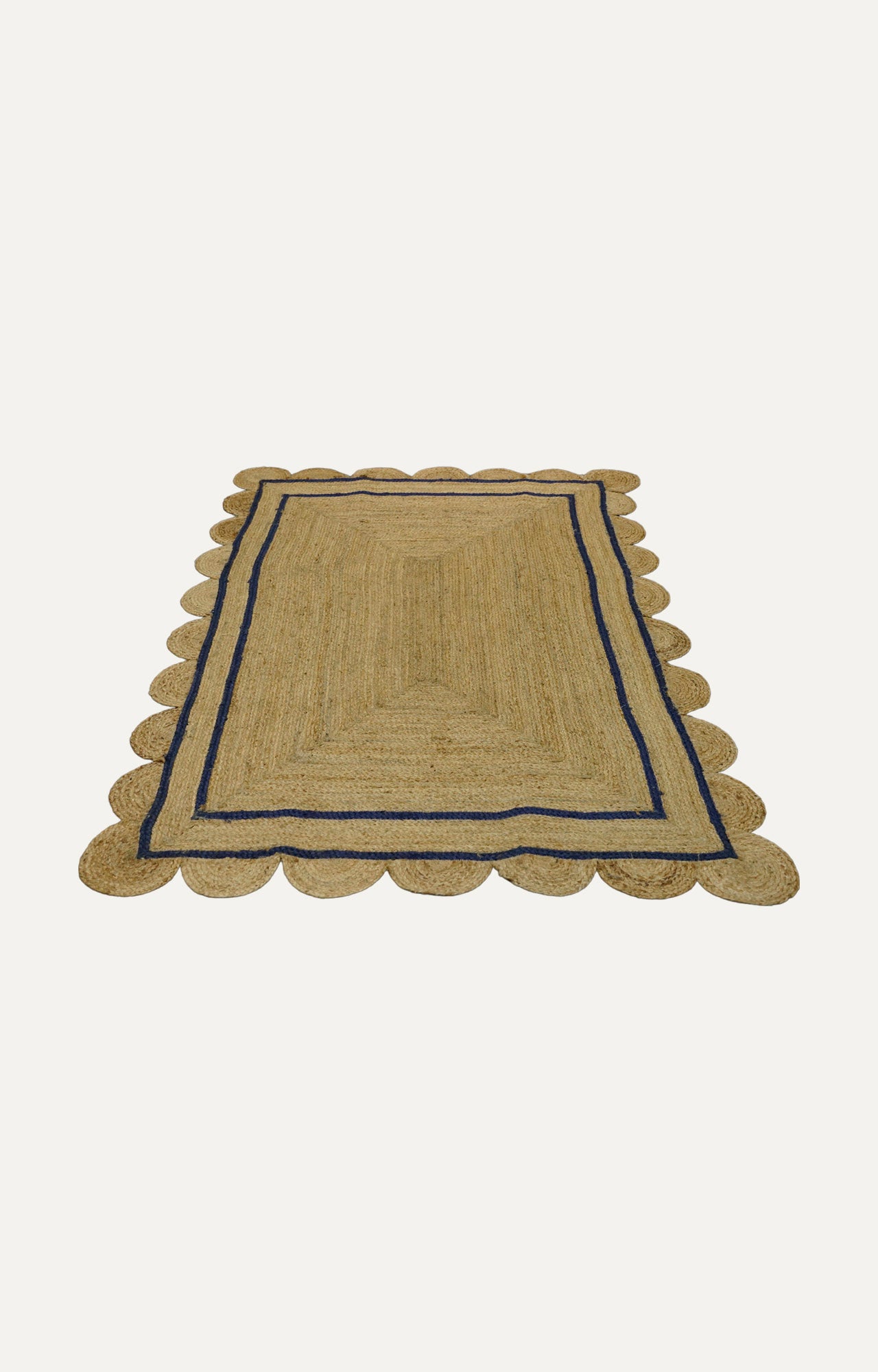 5 x 7 Scalloped Rectangle Handmade Jute Rug