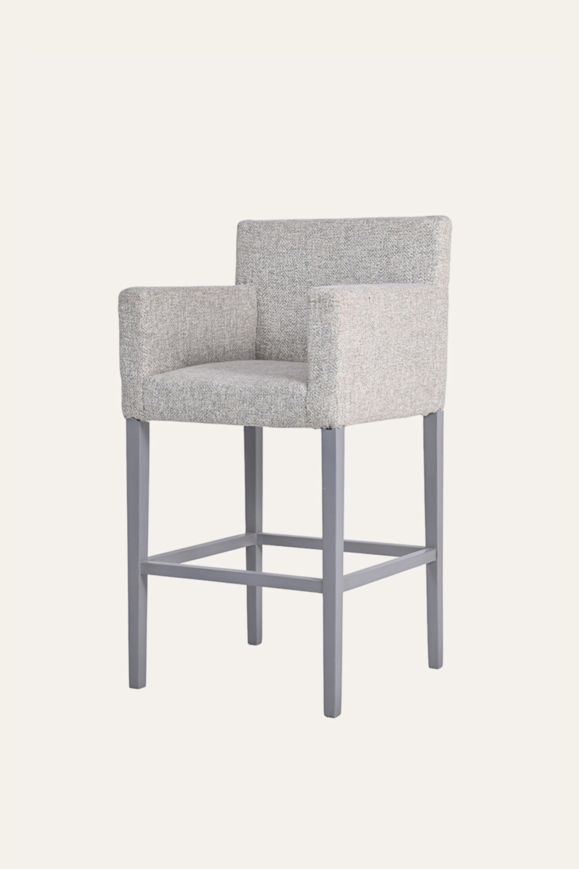Grey Upholstered Wood Counter Chair for Kitchens