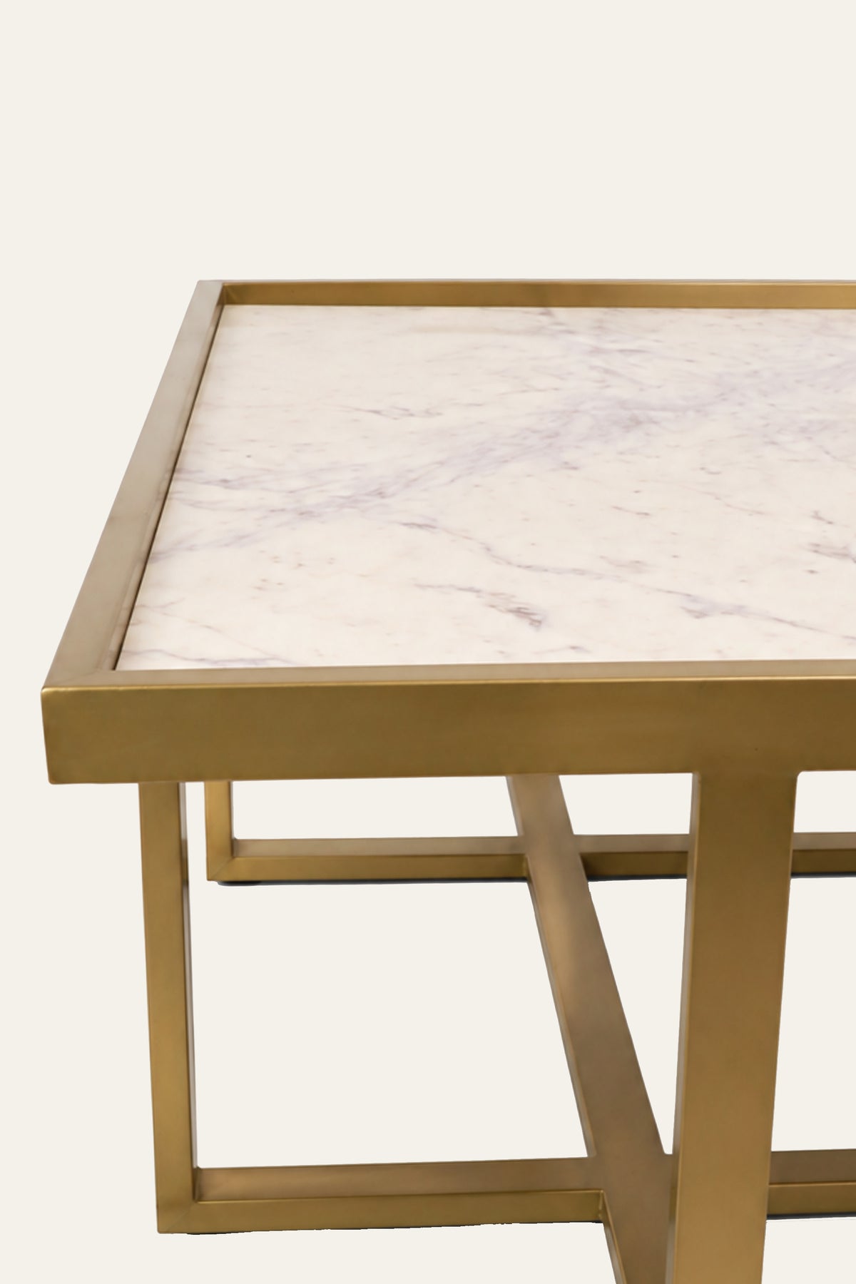 Gold Rectangular Coffee Table with Trestle Frame