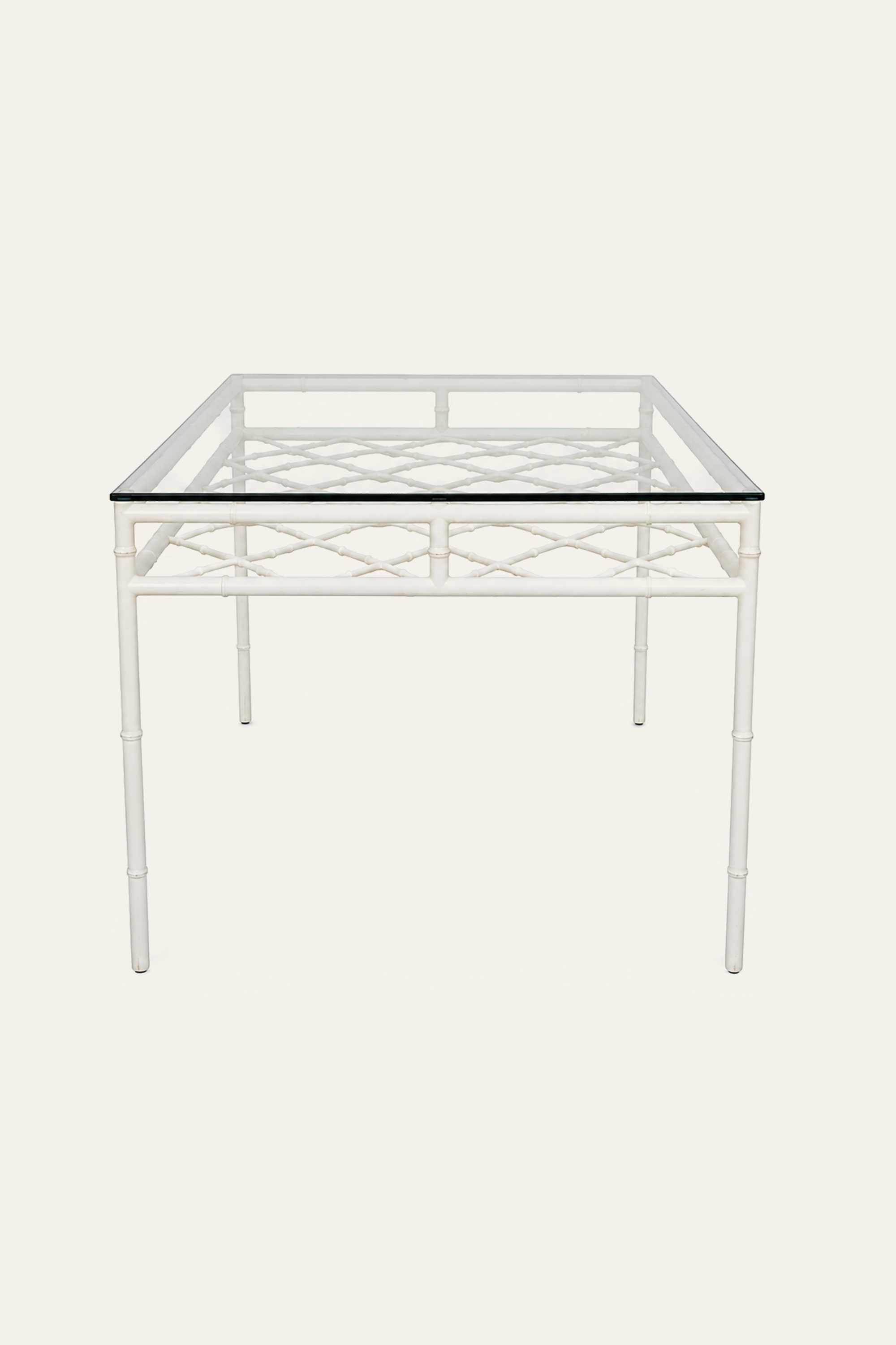 Bamboo Style Rectangular Glass Top Dining Table