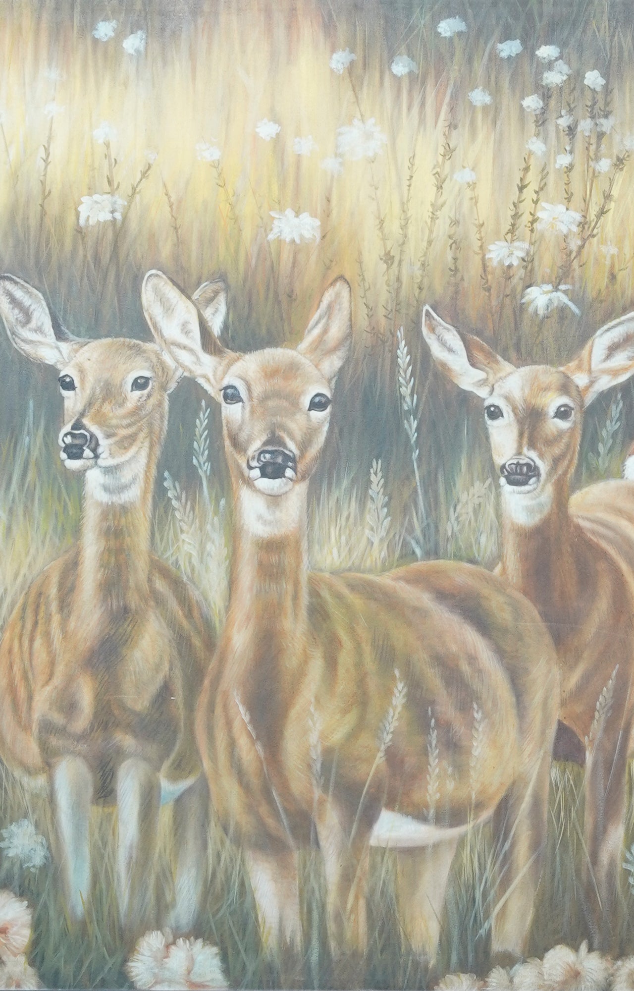 Enchanted Deer Meadow - Vibrant Landscape Painting