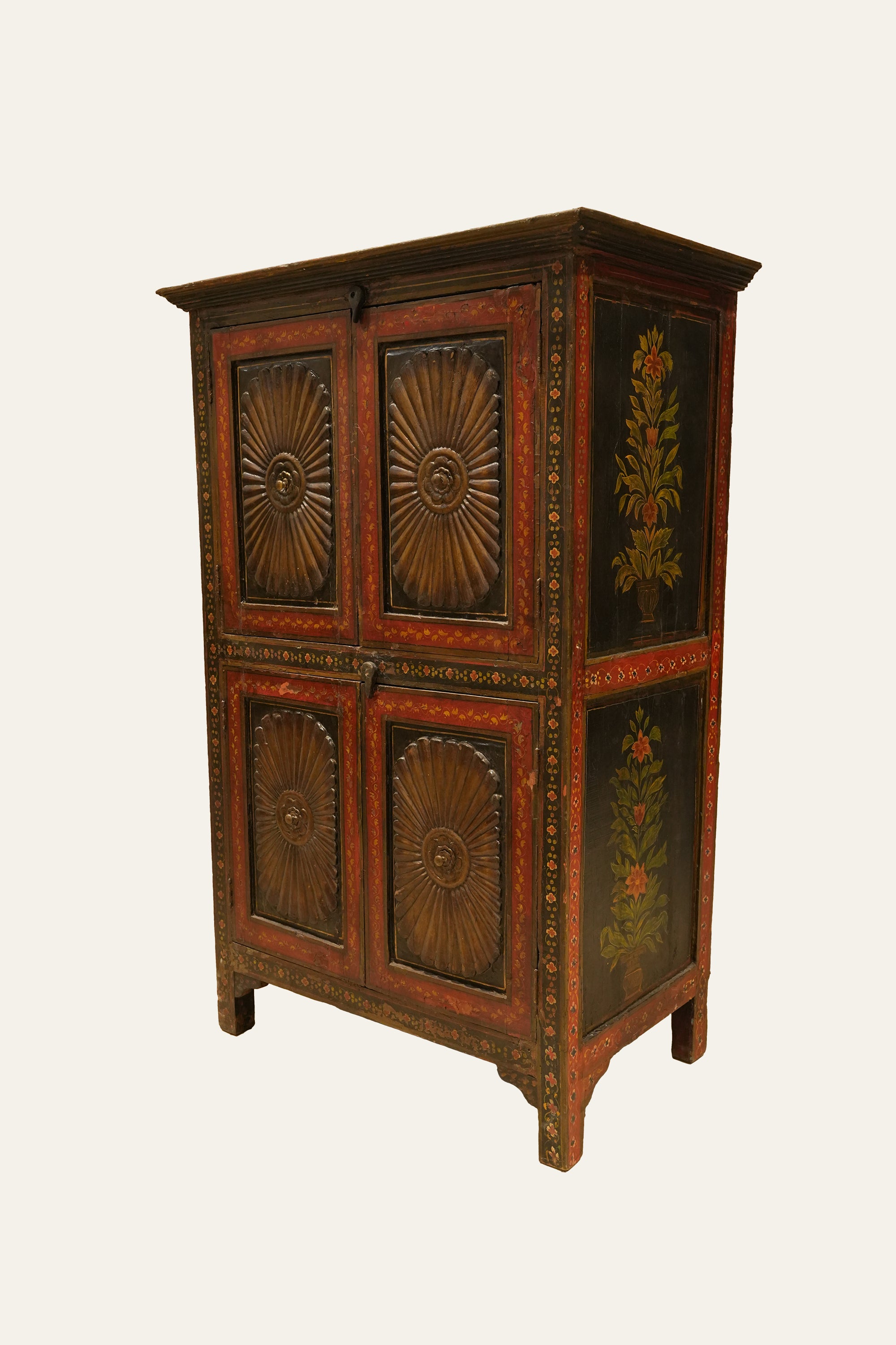 Traditional Indian Style Sunburst Panel Cabinet for Home