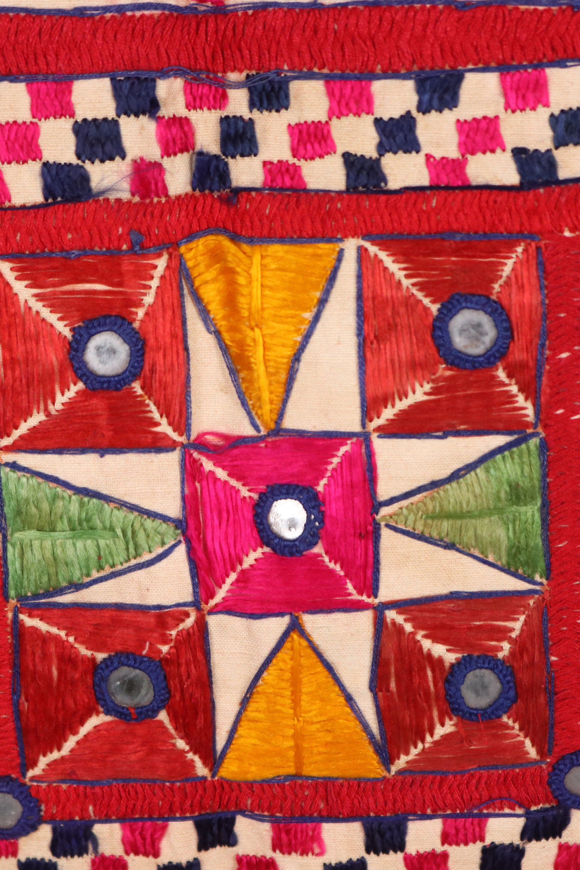 Indian Antique Textile Wall Hanging | Kutch Mirror Tapestry