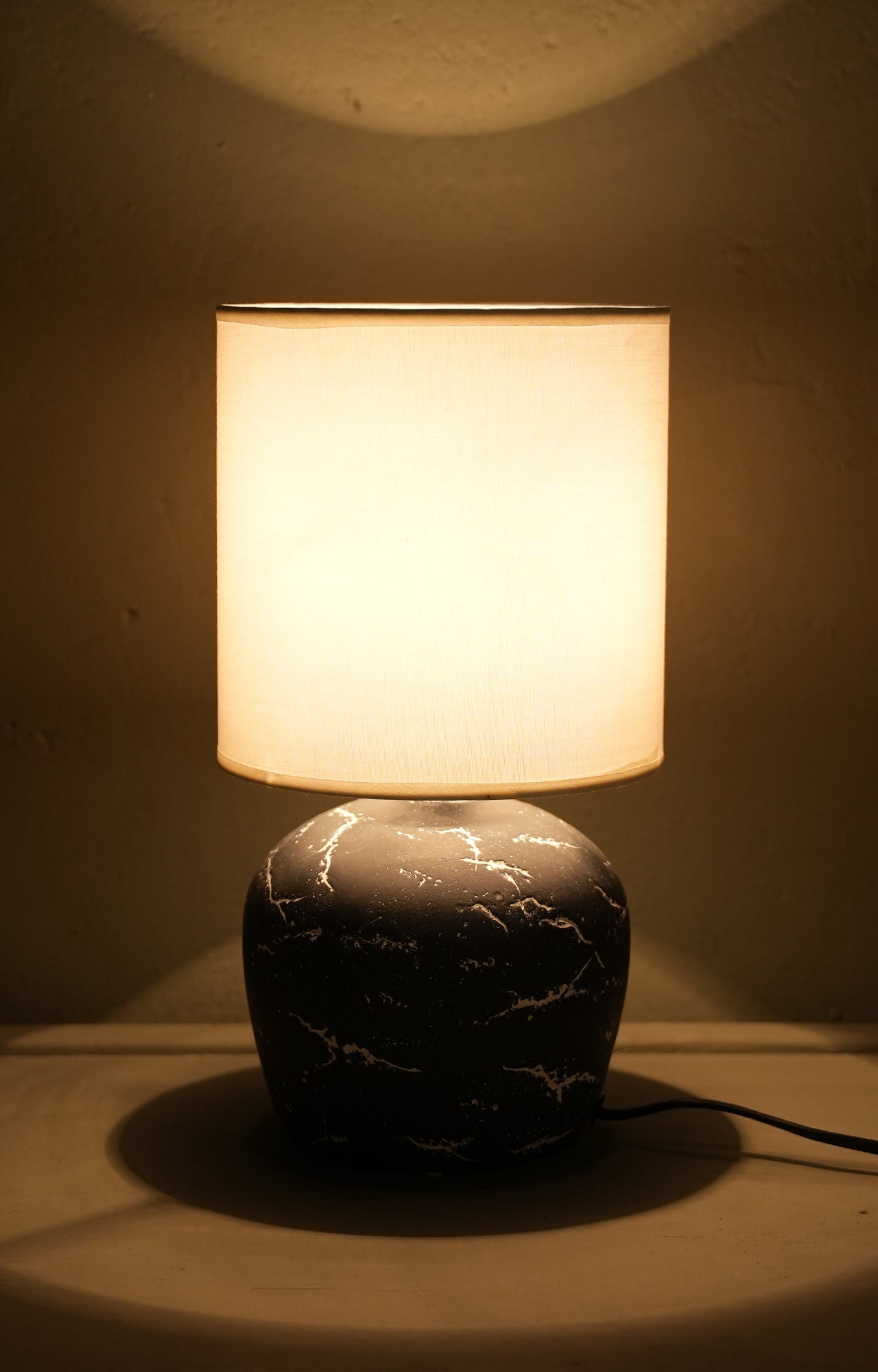 Black Marble Effect Ceramic Table Lamp
