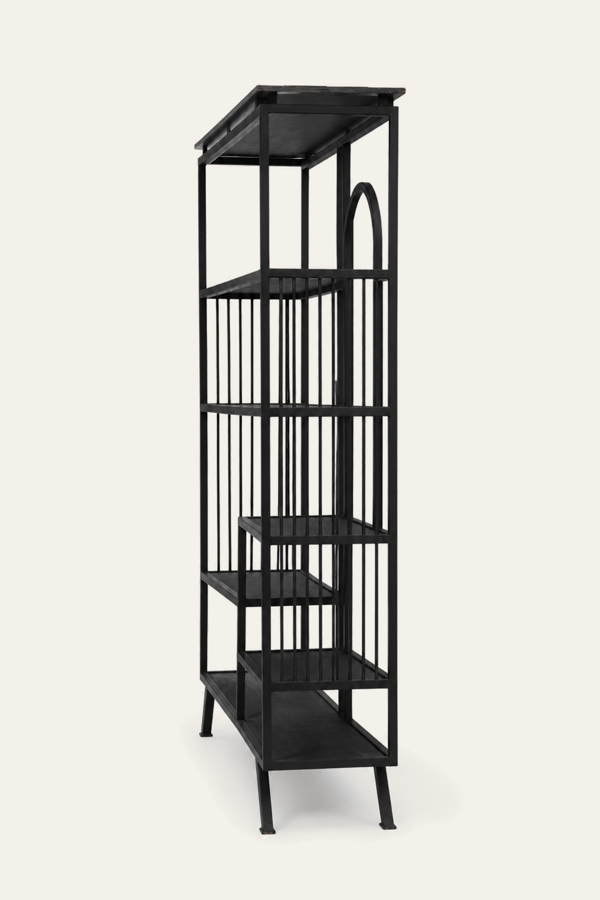 Black Modern Multi-tiered Metal Arch Shelf