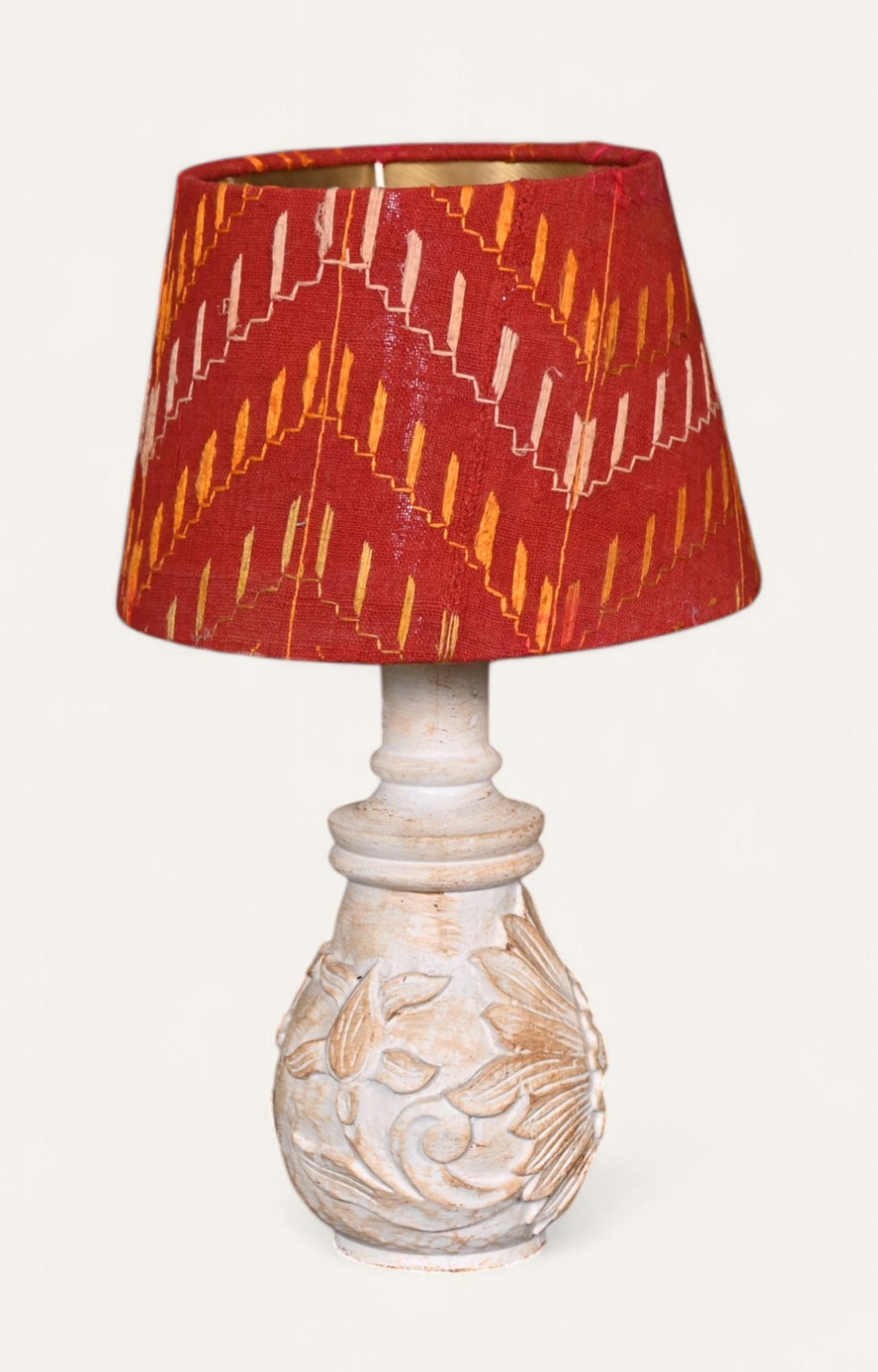Hand carved wooden lamp