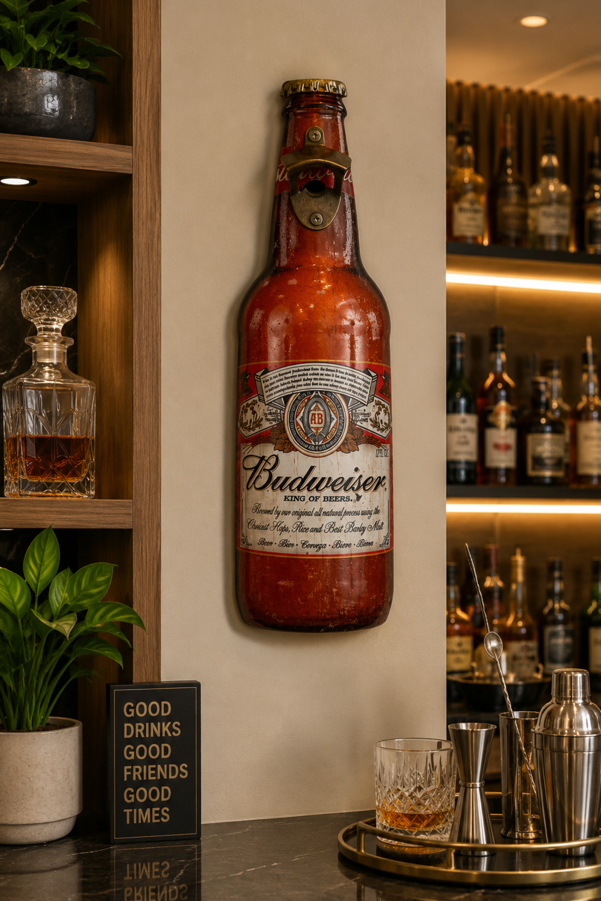 Budweiser Metal Wall Decor with Bottle Opener