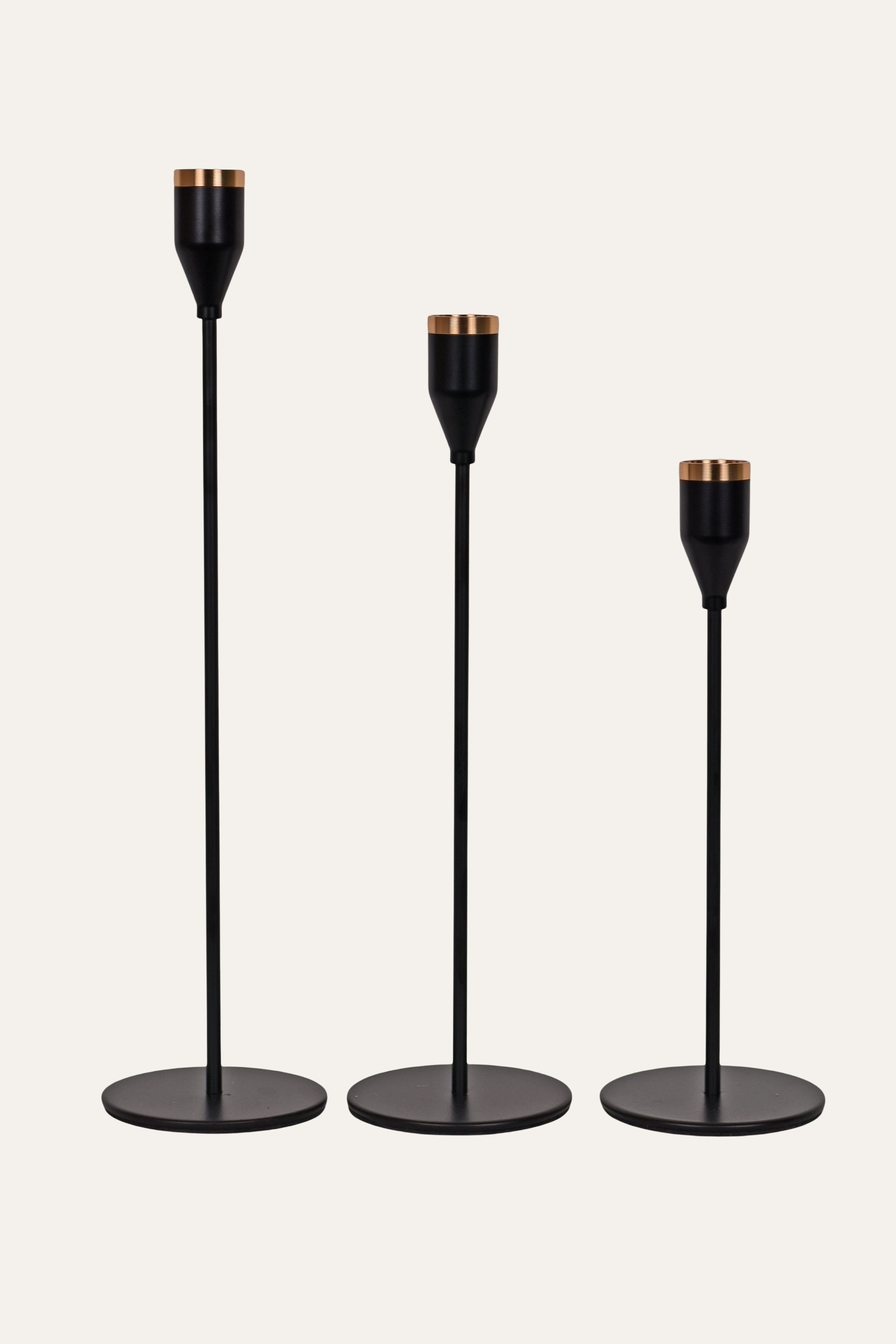Modern Black Metal Candle Stand Set