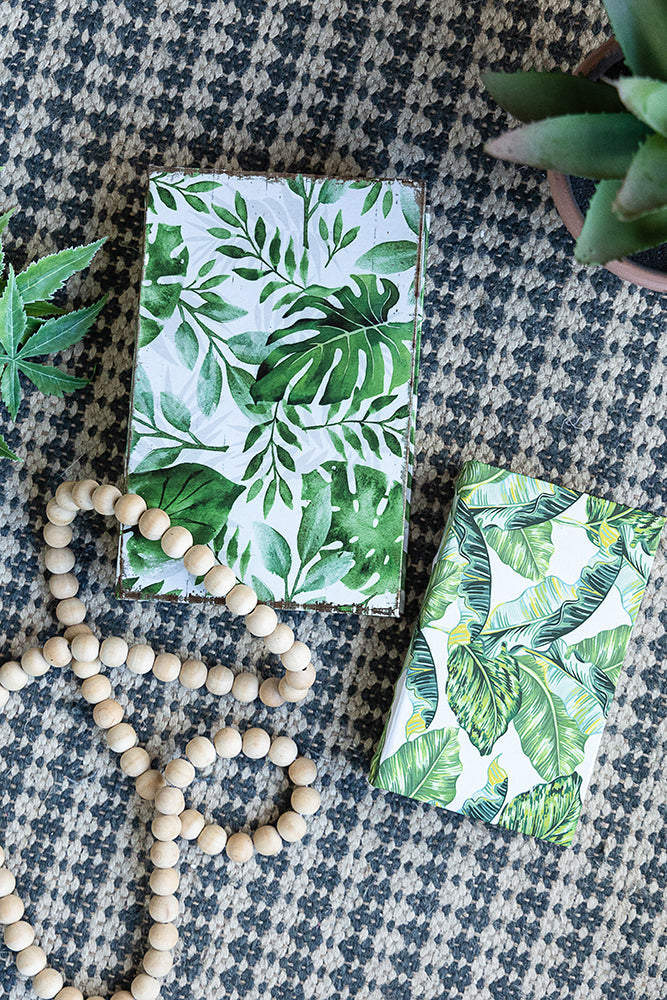 Botanical Green & White Decorative Book- Big