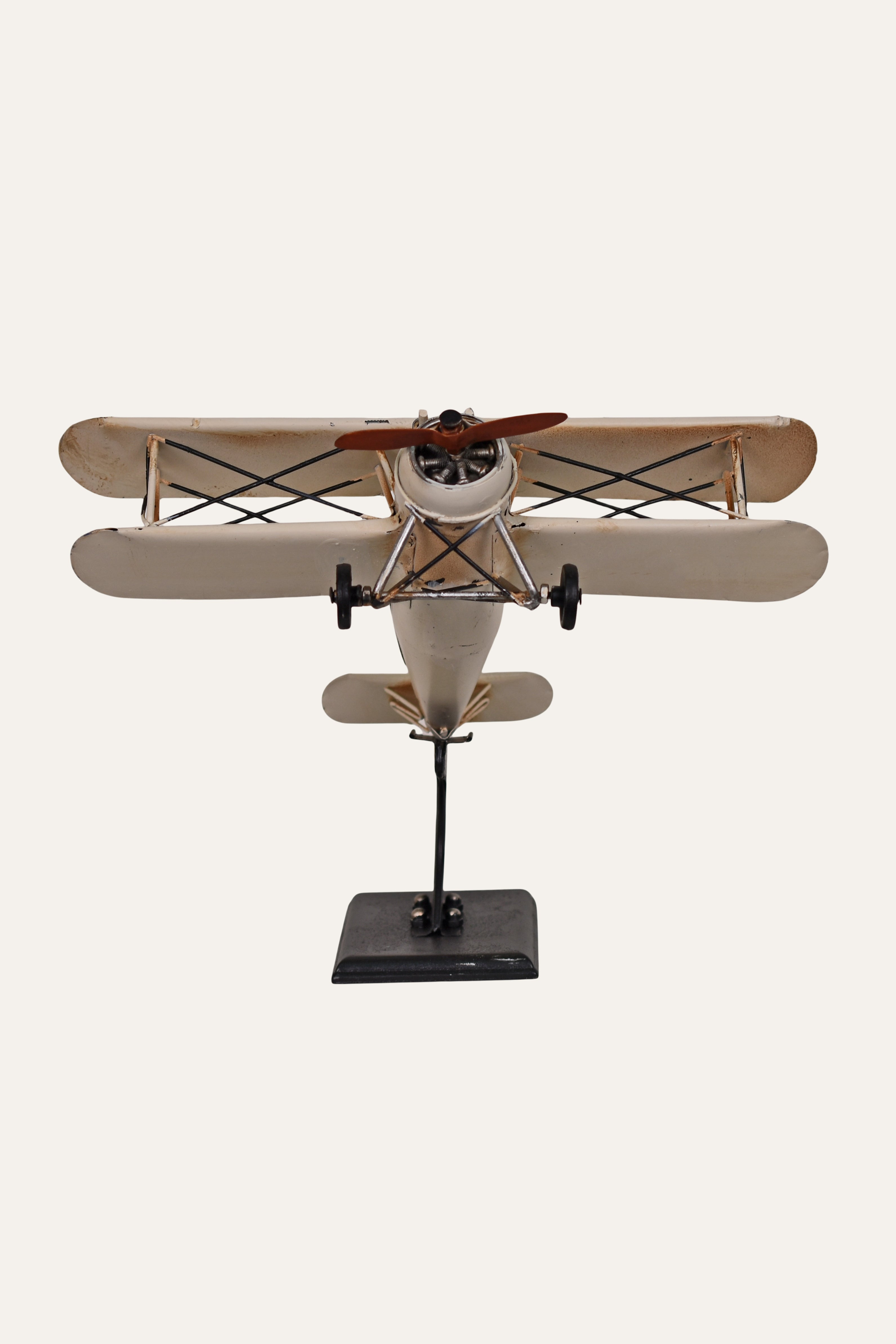 Vintage Metal Airplane Model Biplane Tabletop Décor