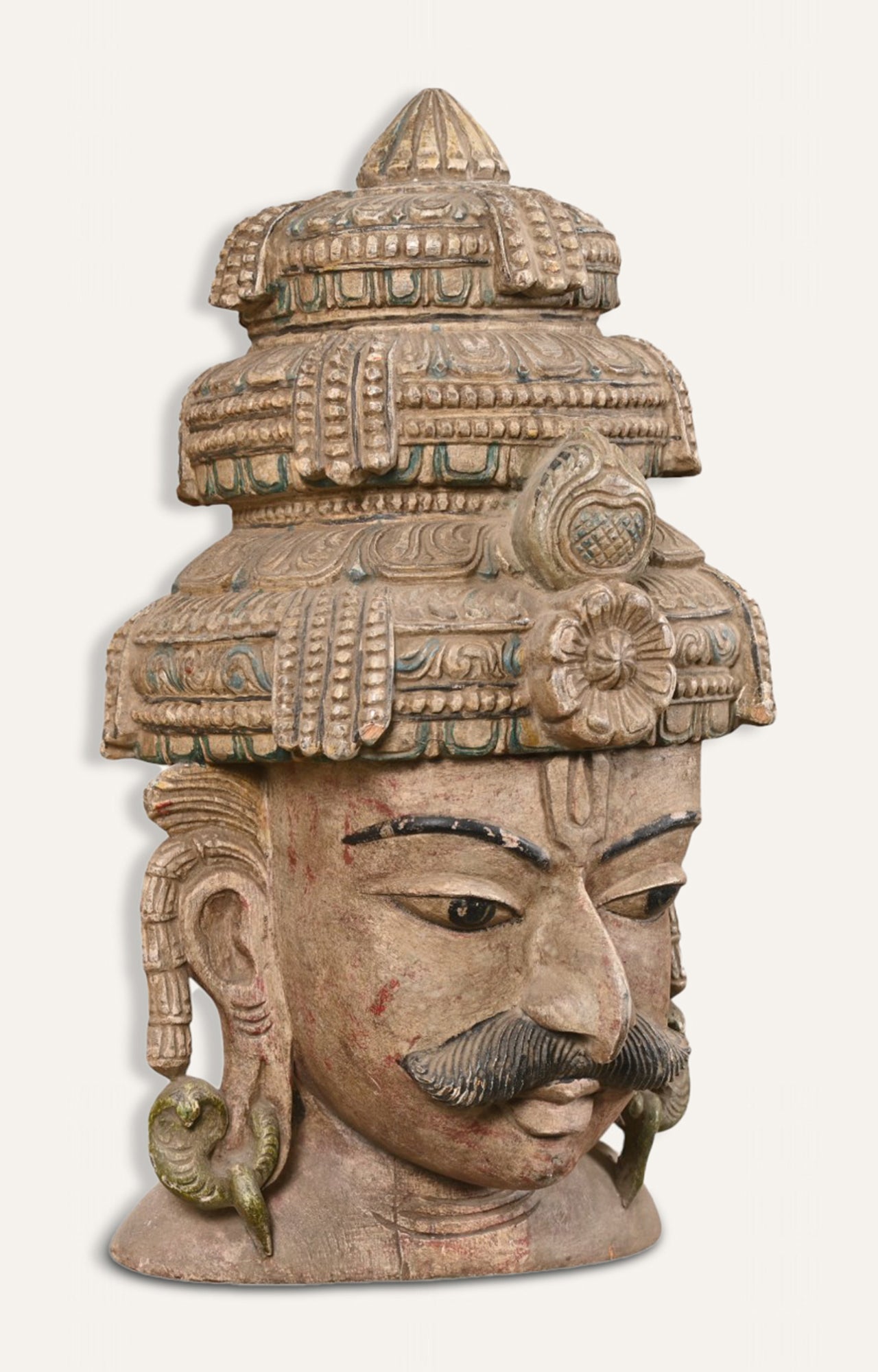 Guardian of Temples Hand-Carved Wooden Wall Mask