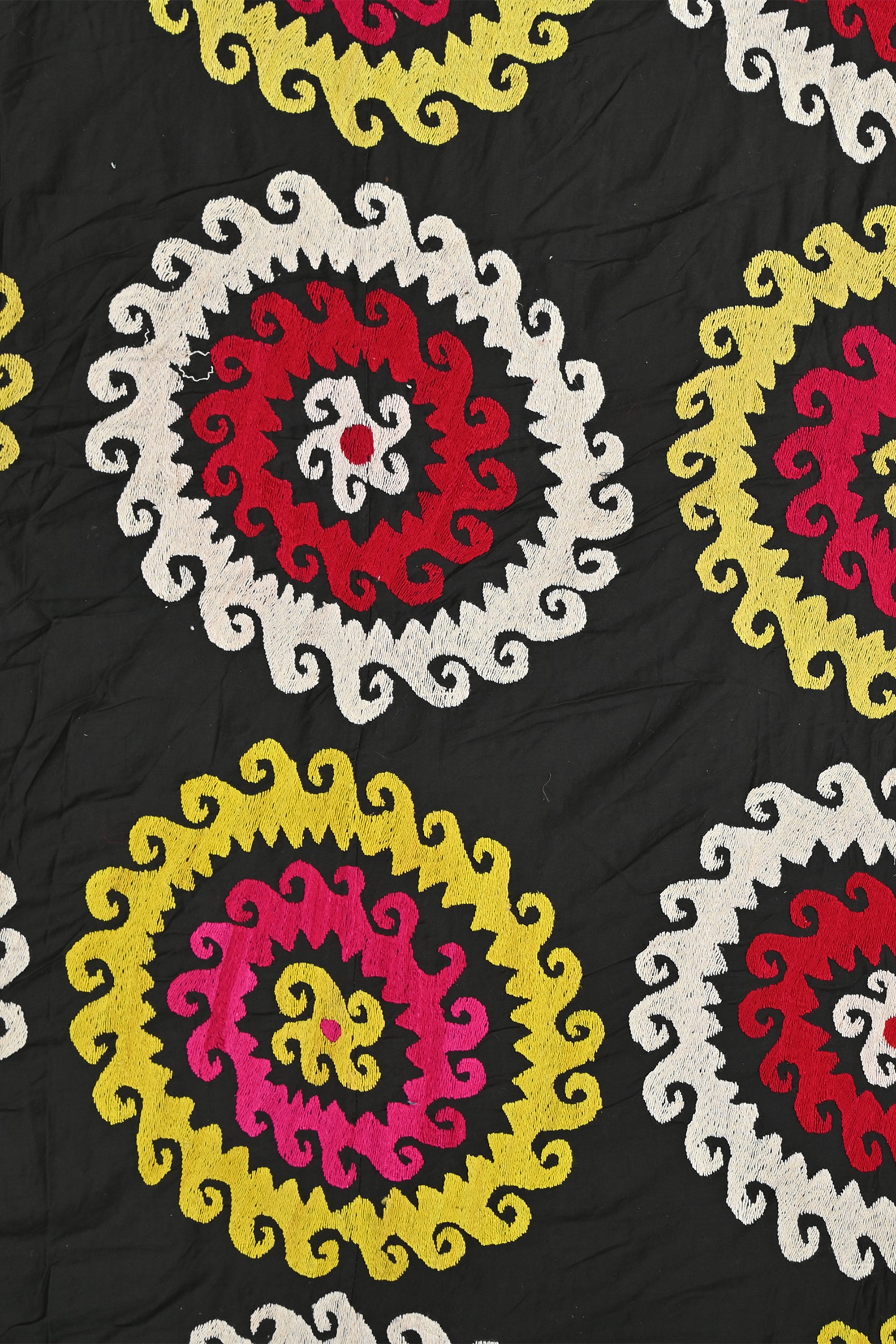 Black Spiral Suzani Tapestry Wall Art Hanging