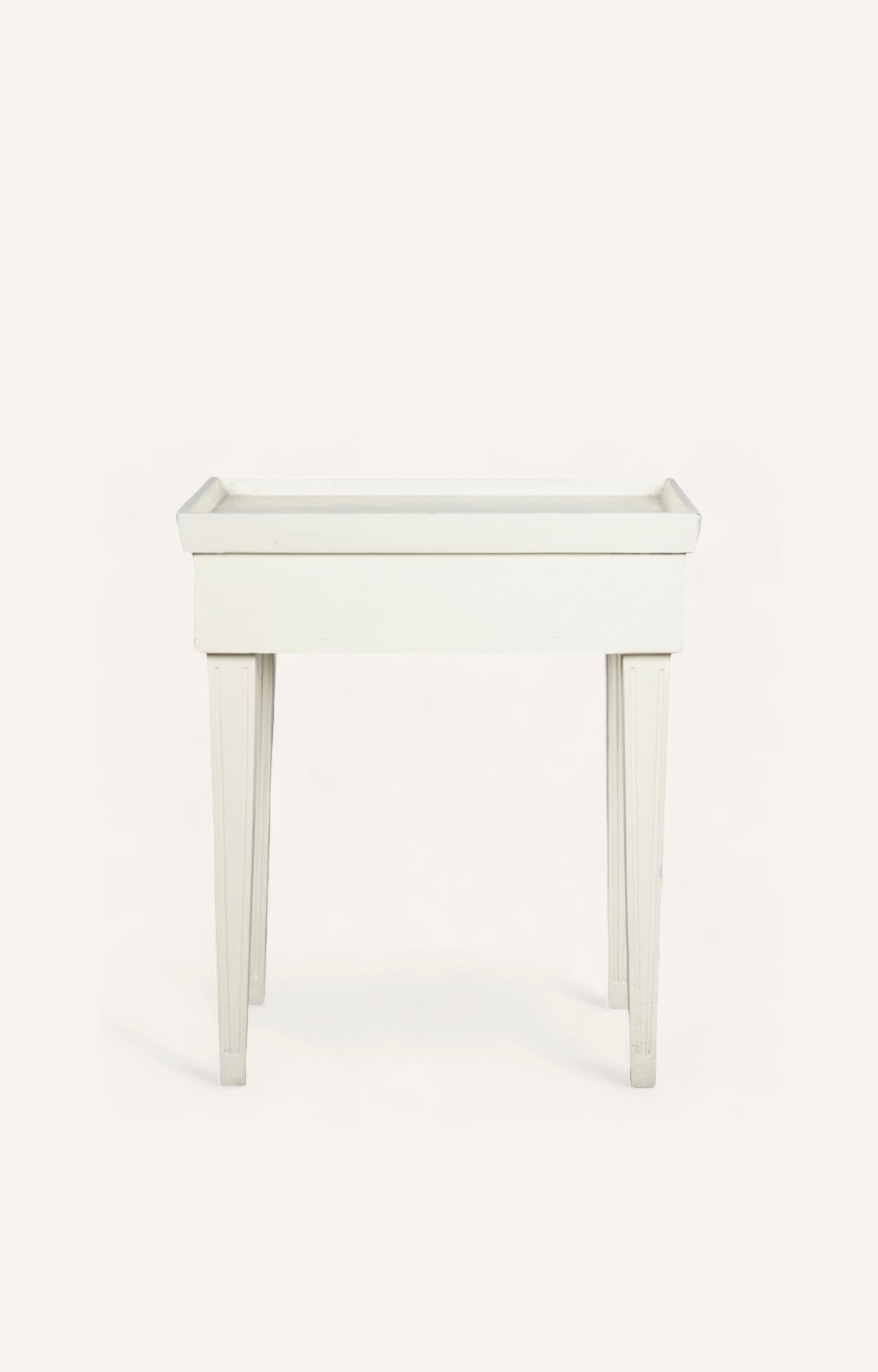 White wooden side table