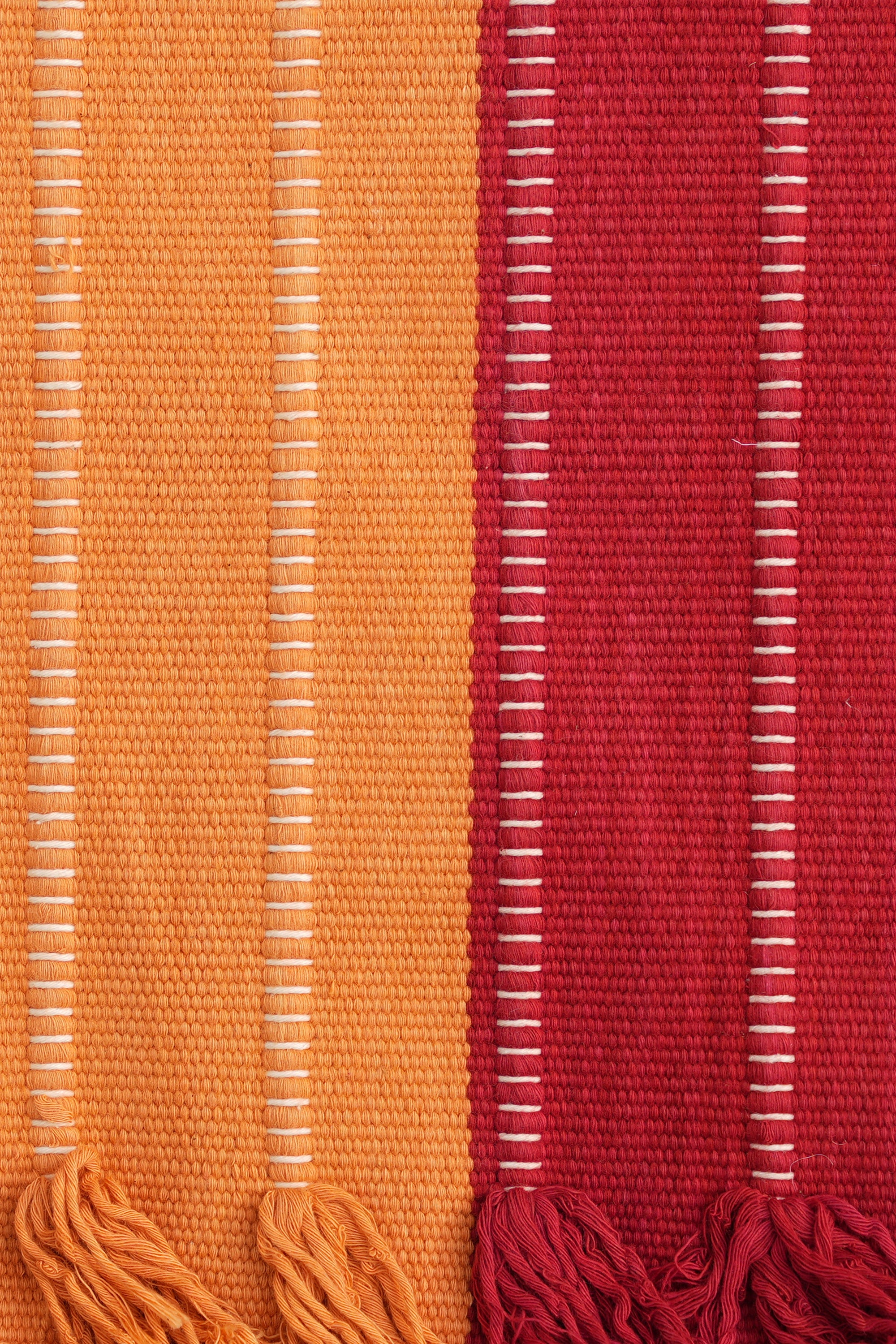 Multicolour Striped Washable Cotton Yoga Mat with Fringe