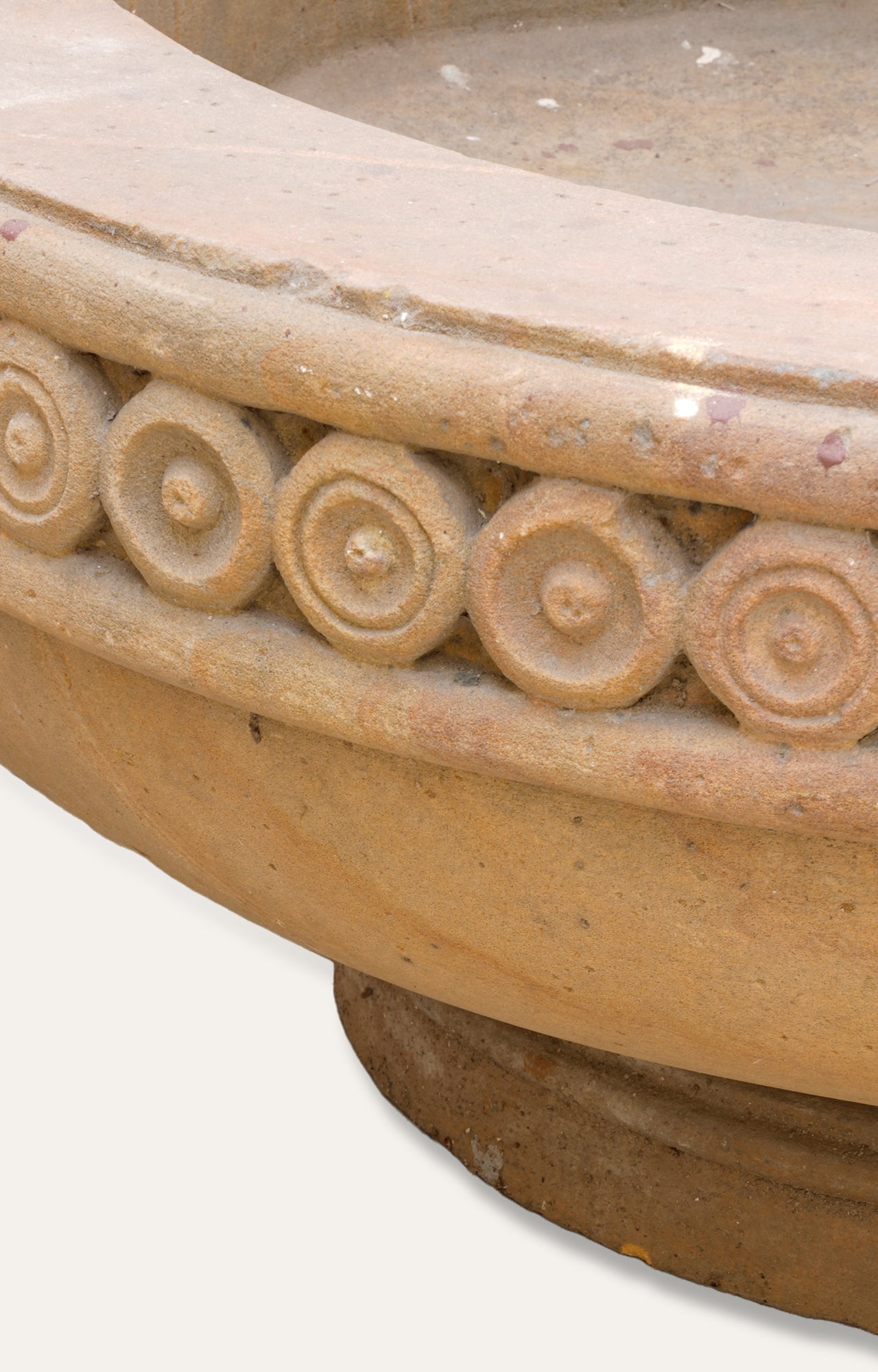 Carved Stone Shallow Bowl Garden Planter