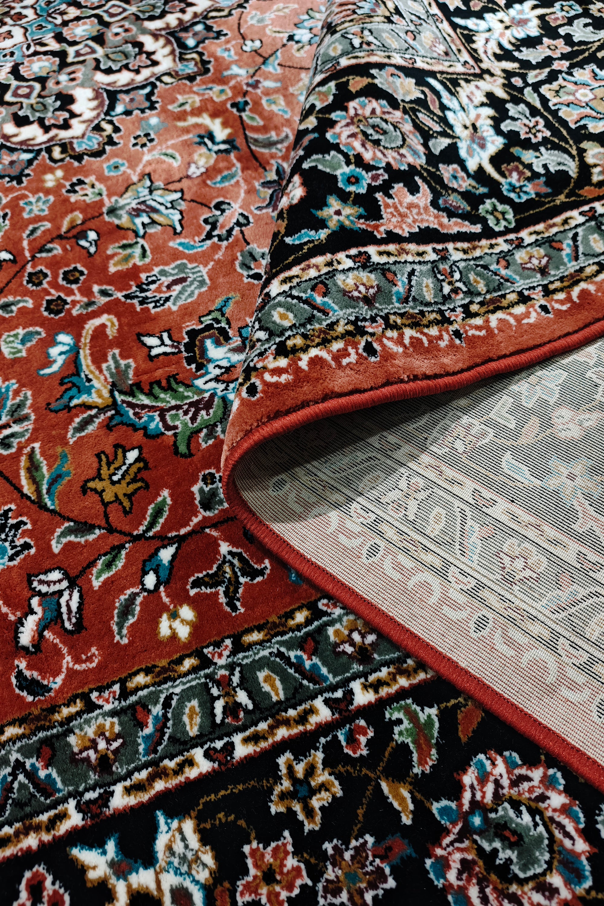 9 x 12 ft Rust Red Oriental Medallion Tufted Traditional Floral Carpet
