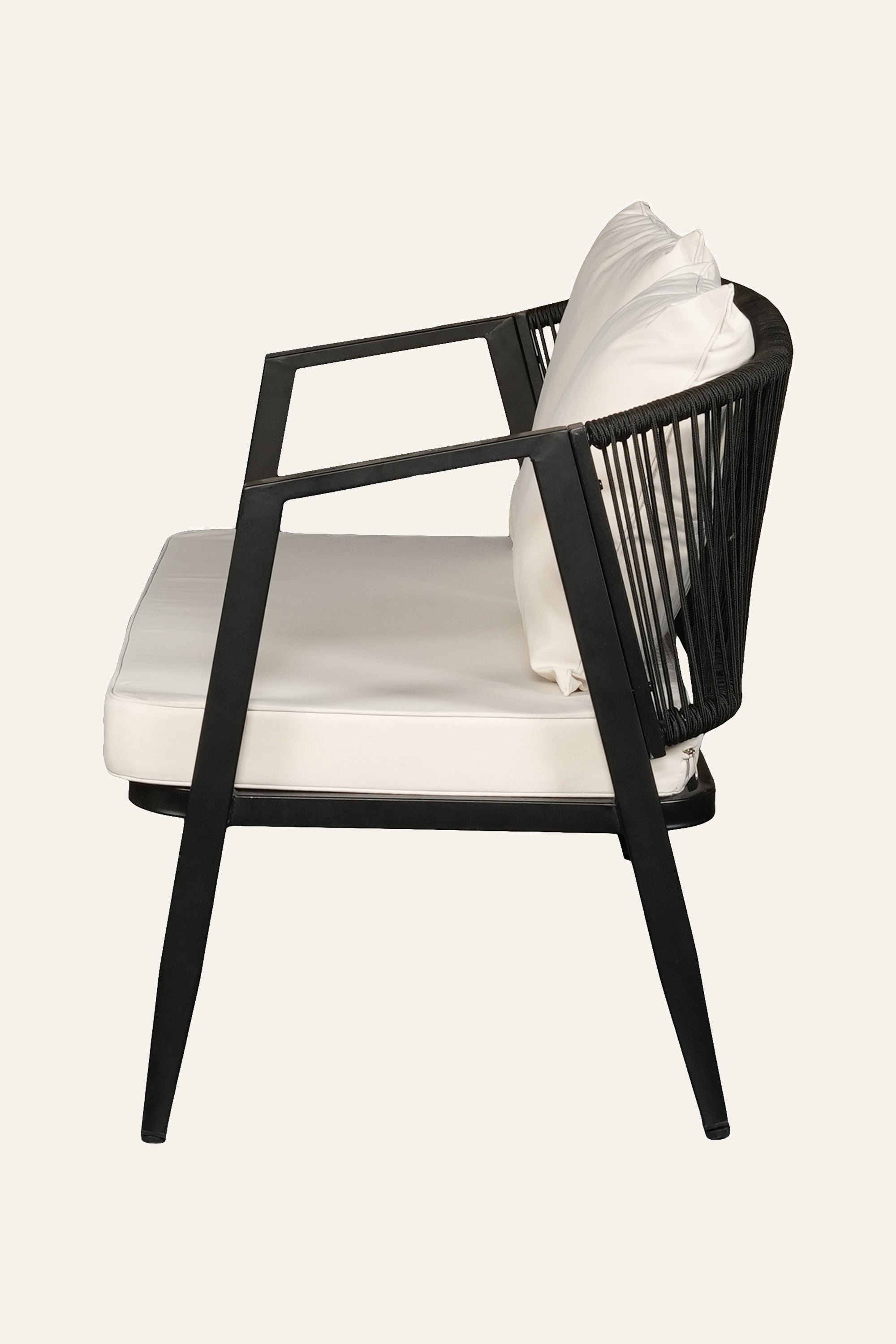 Black Modern Outdoor 2-Seater Sofa for Patio