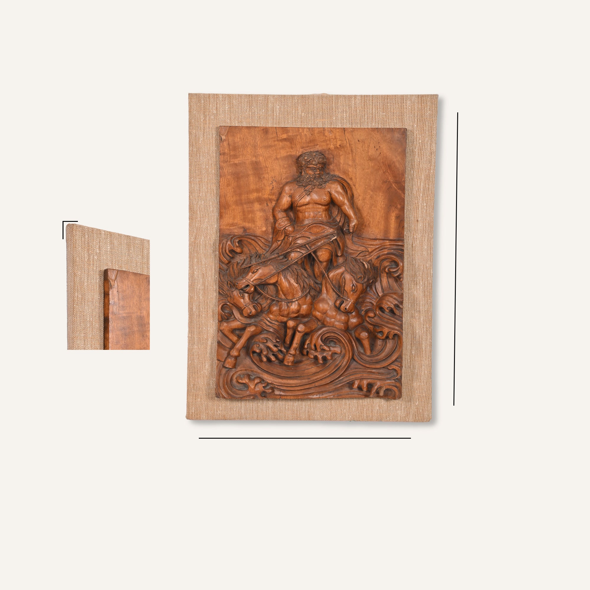 Carved Wooden Panel with Roman Chariot Scene