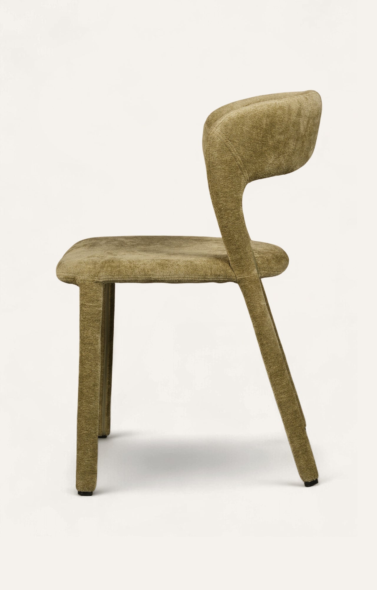 Olive Green Upholstered Dining Chair with Open Back