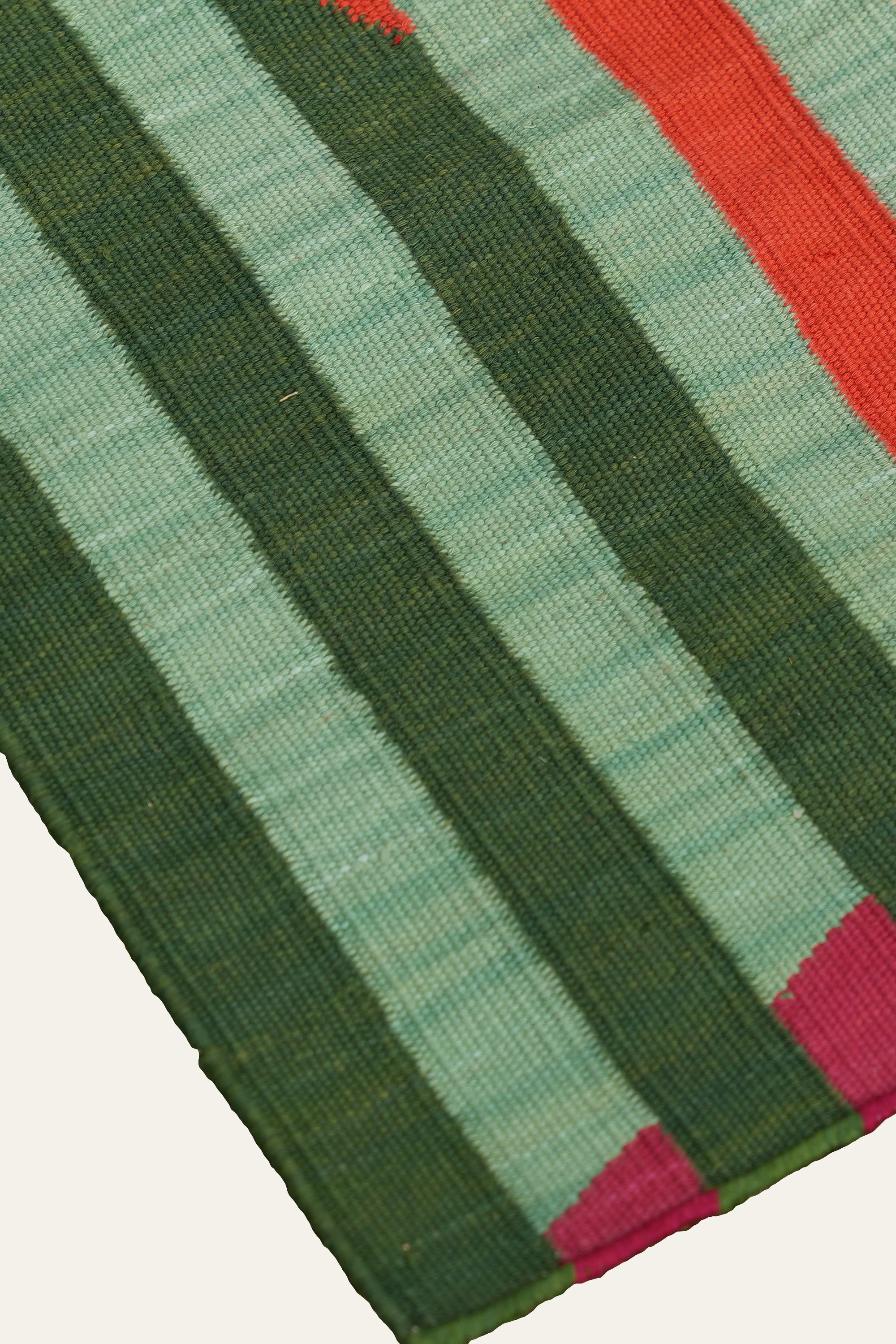 Green & Pink Striped Premium Cotton Yoga Mat