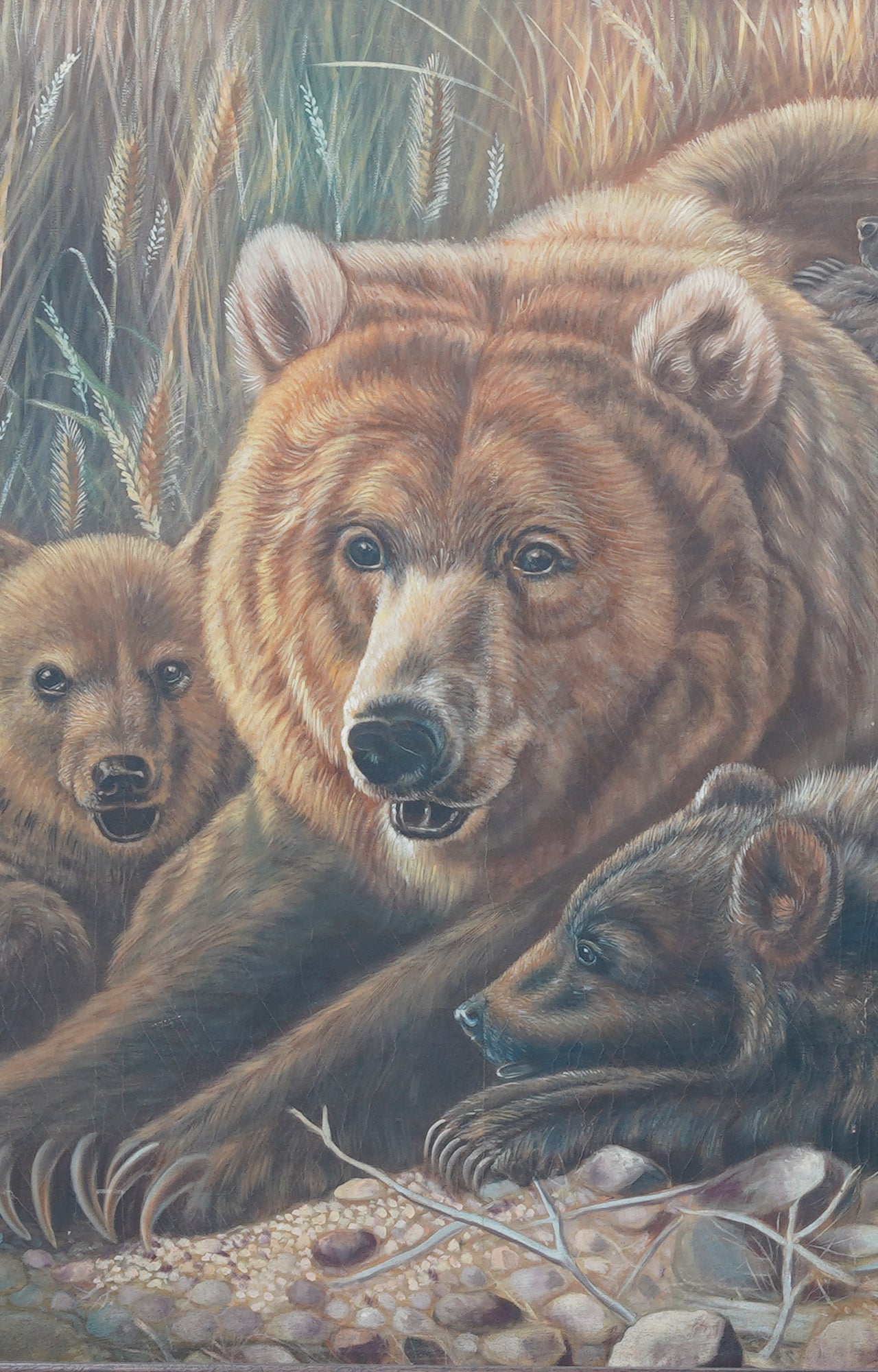 Bear Hug: Mama Bear Protects Her Cubs in the Wild - Wall Art