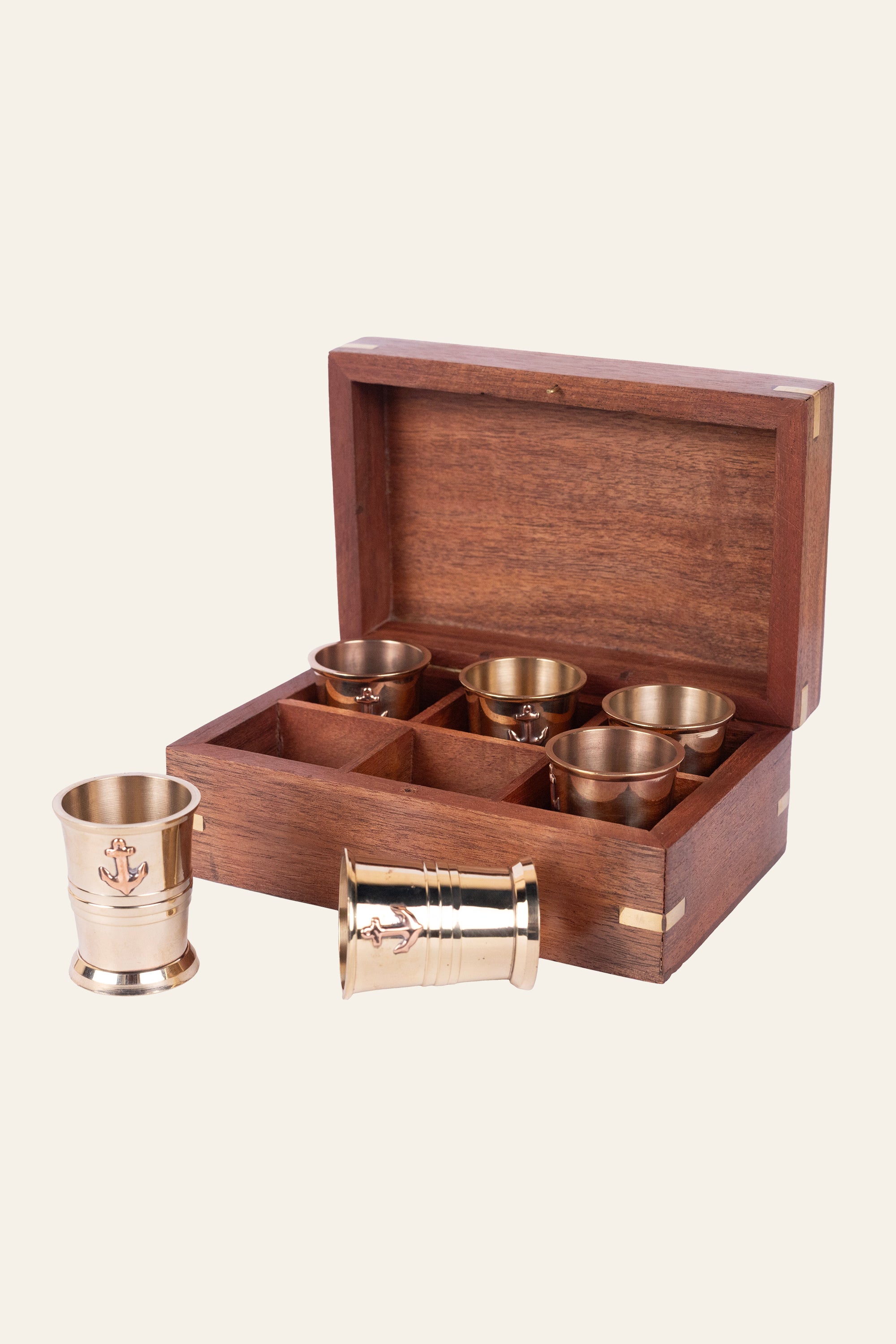 Set of 6 Whisky Shot Glasses with Nautical Bar Box