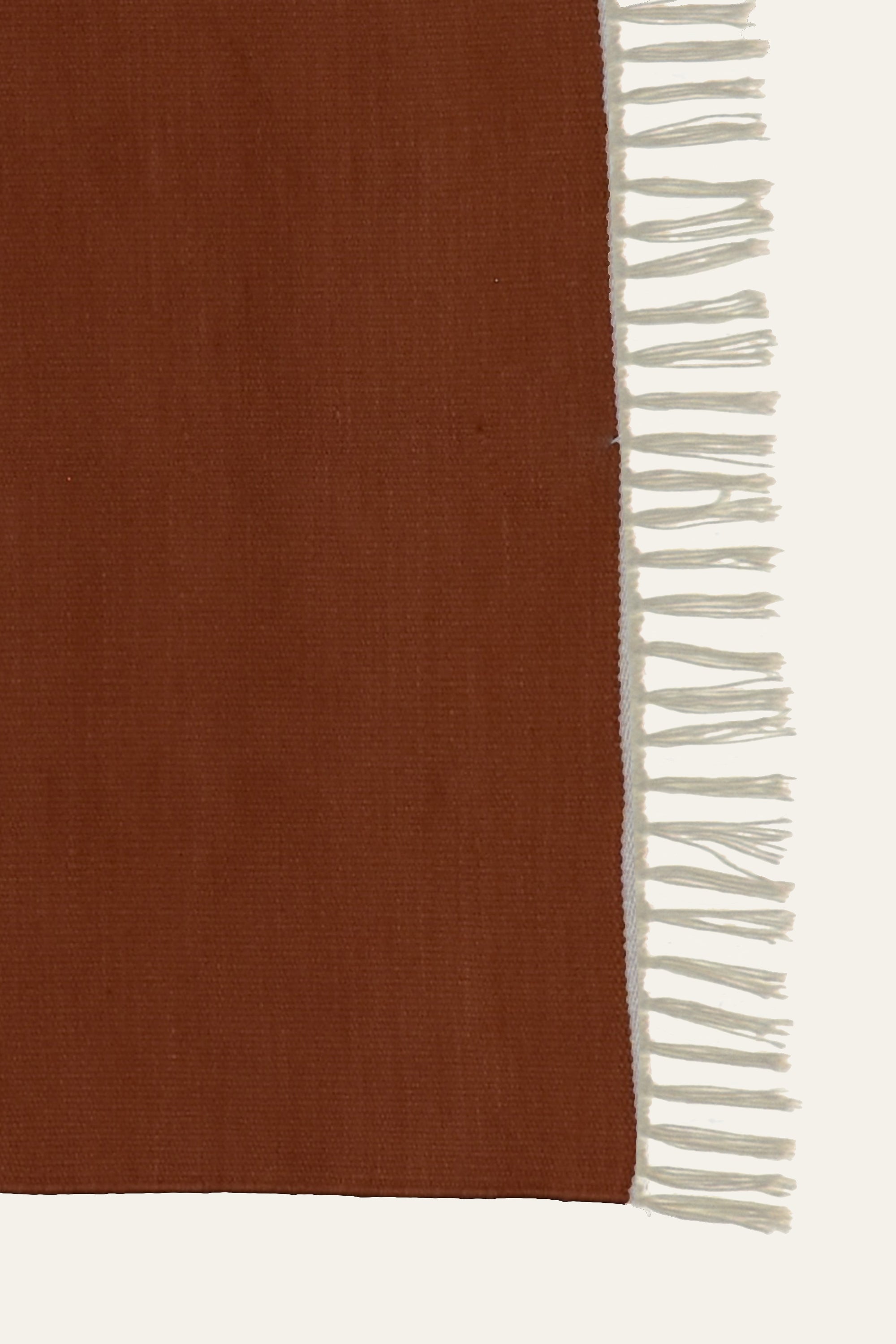 Rust Brown Washable Cotton Yoga Mat with White Fringe