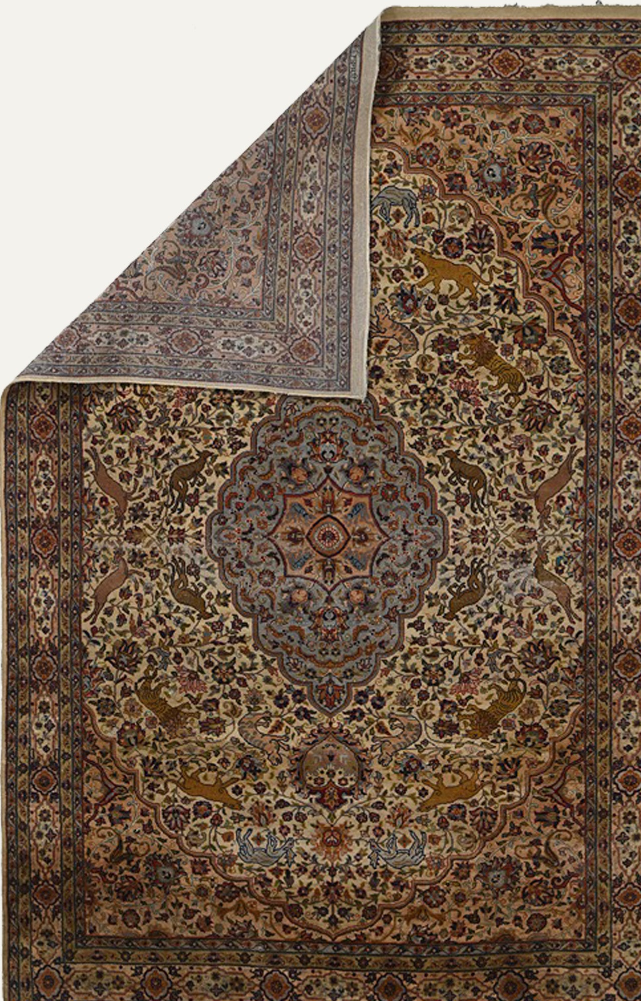 5 x 8 Ft  Vintage Handknotted carpet with intricate motifs and medallion pattern