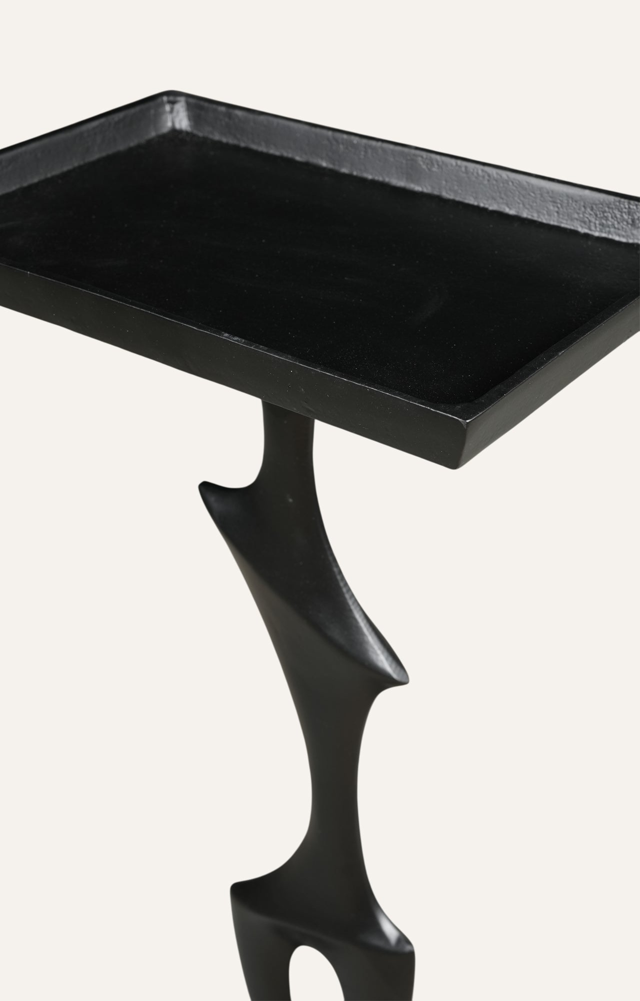 Abstract Black Sculptural Pedestal Side Table