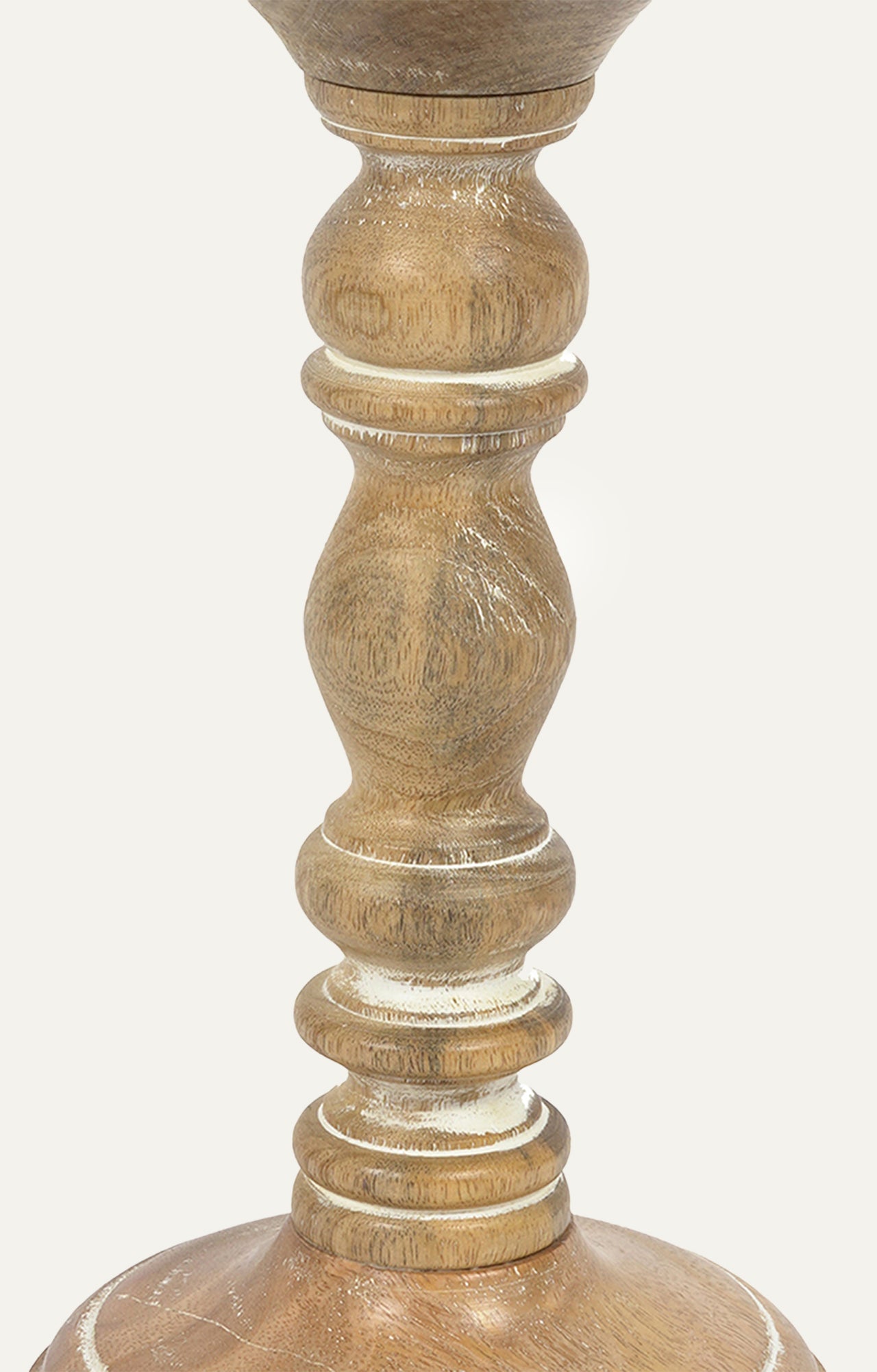 Natural Wood Candle Stand with white details