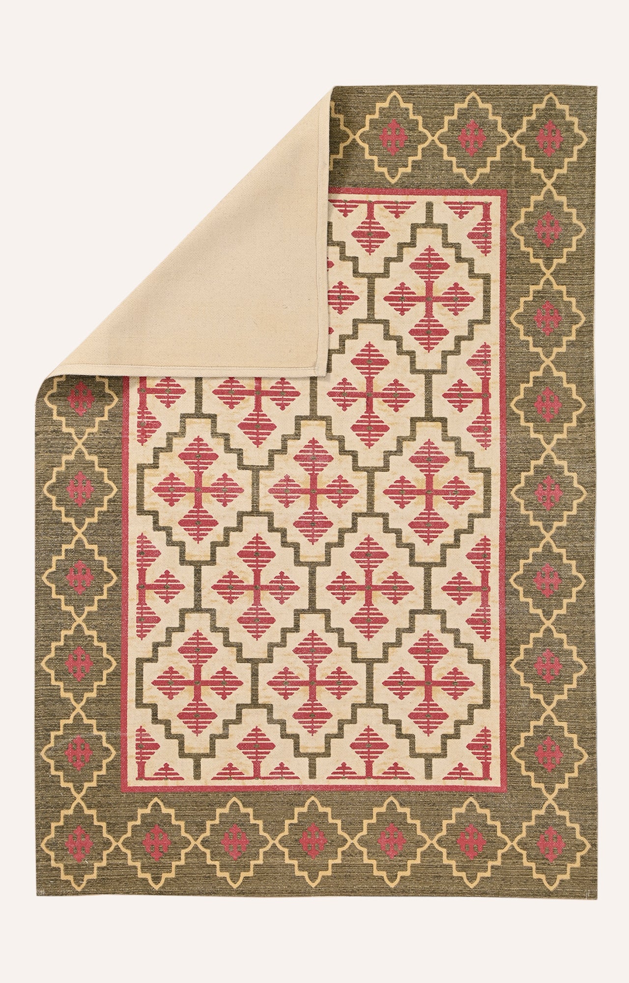 Kilim Block printed Scandinavian Rug