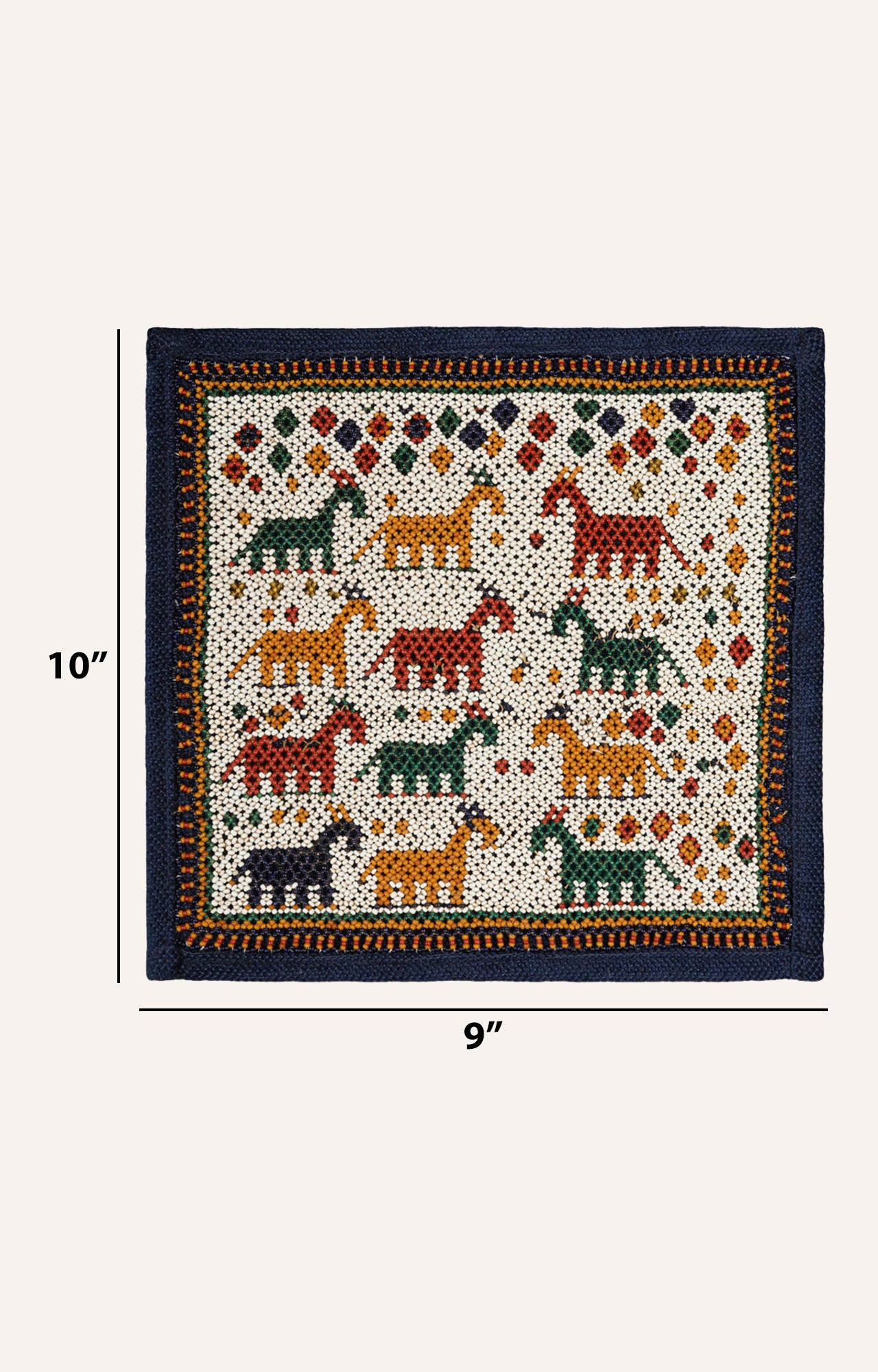 Tribal Art Pearl Beads Hand Embroidered Multicolor Wall Hanging