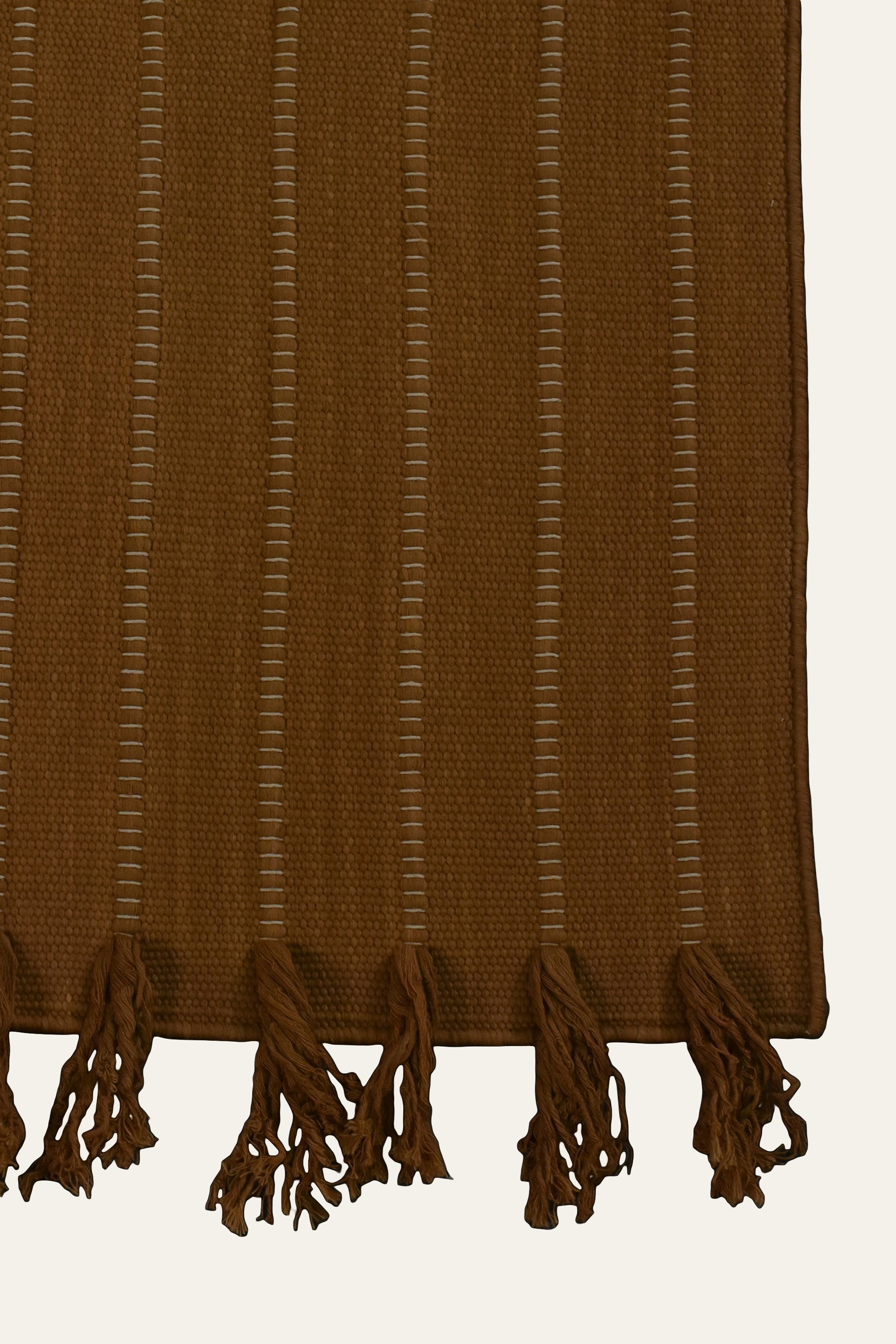 Plain Brown Washable Cotton Yoga Mat with Fringe